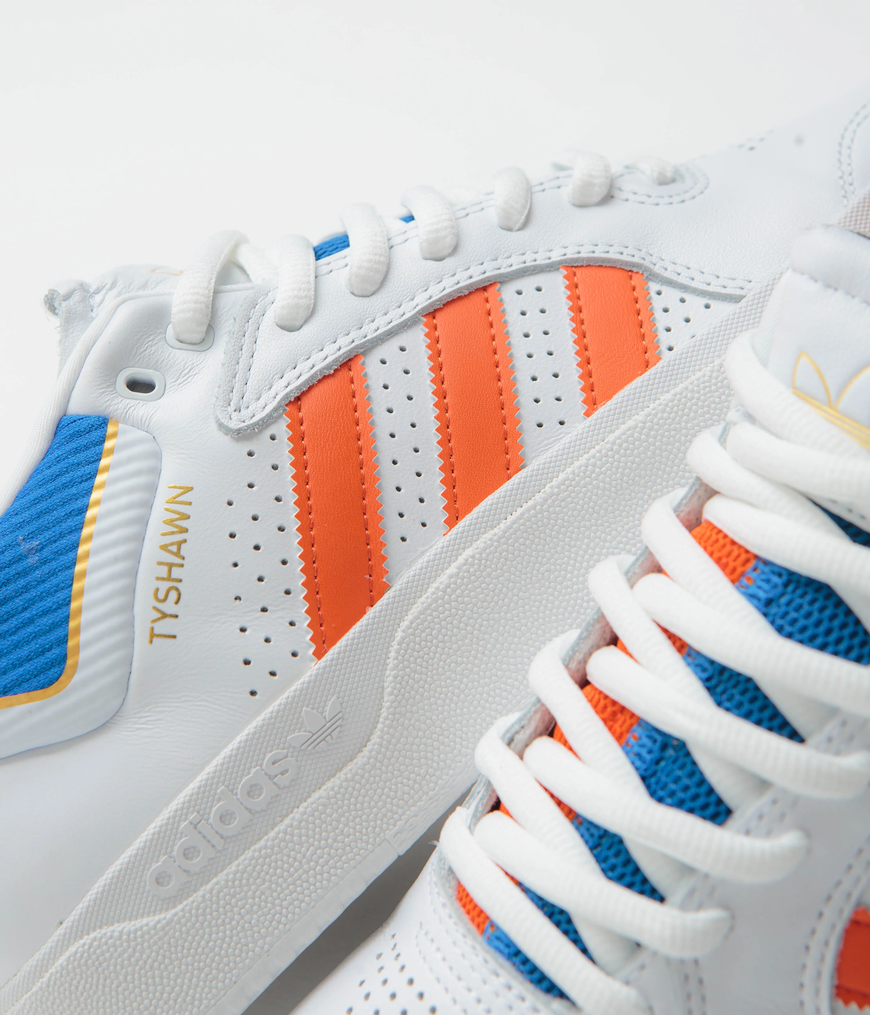 Adidas Tyshawn Shoes - FTWR White / Orange / Bluebird - Image 4