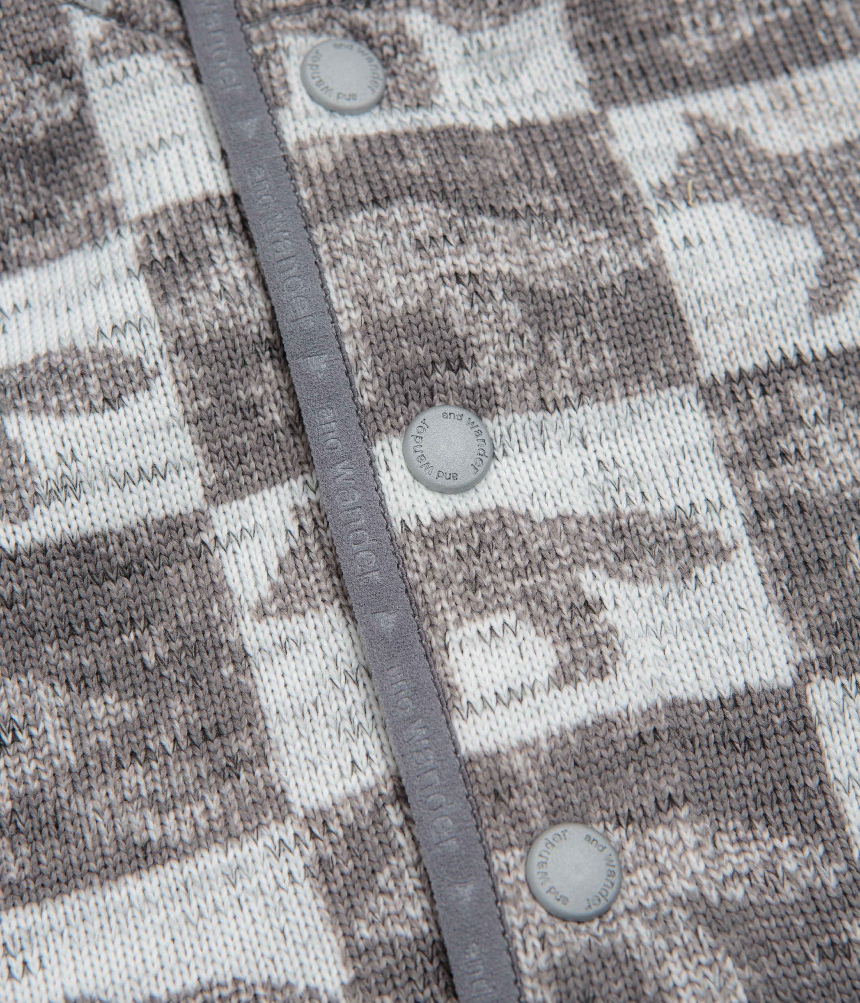 and wander x Maison Kitsune Fox Checkers Pullover Fleece - Grey - Image 2
