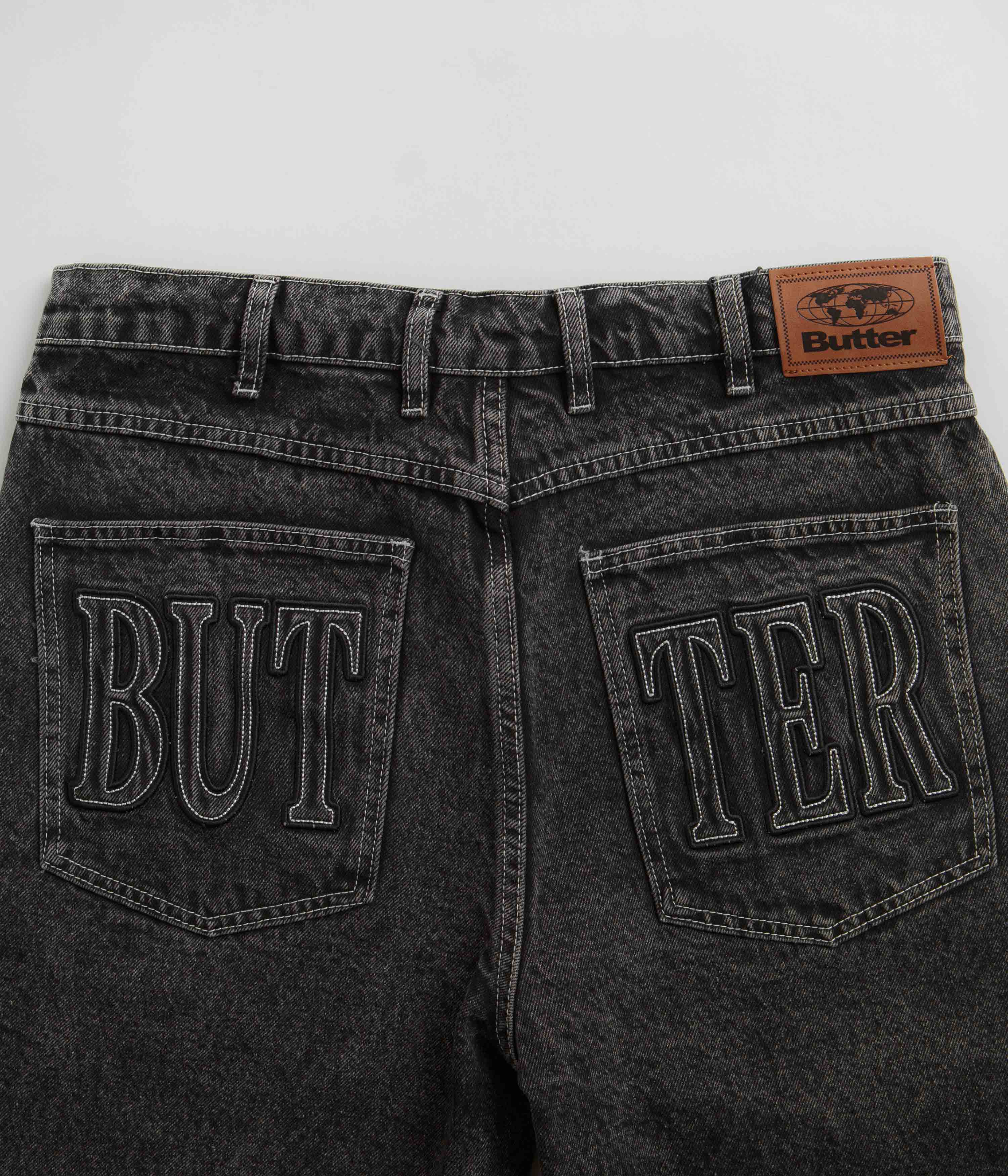 Butter Goods Applique Denim Shorts - Acid Black - Image 6