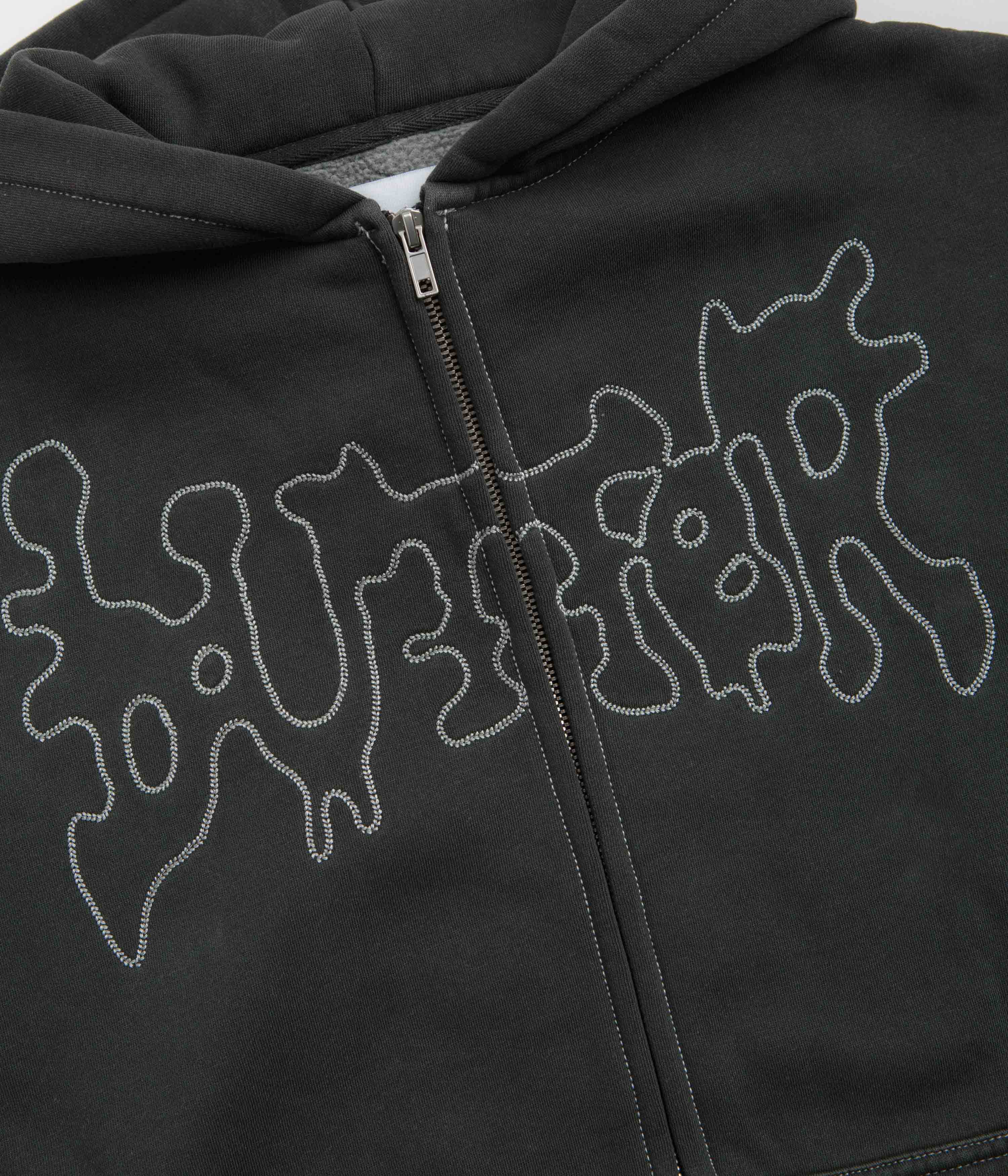 Butter Goods Blotch Zip-Thru Hoodie - Washed Black - Image 3