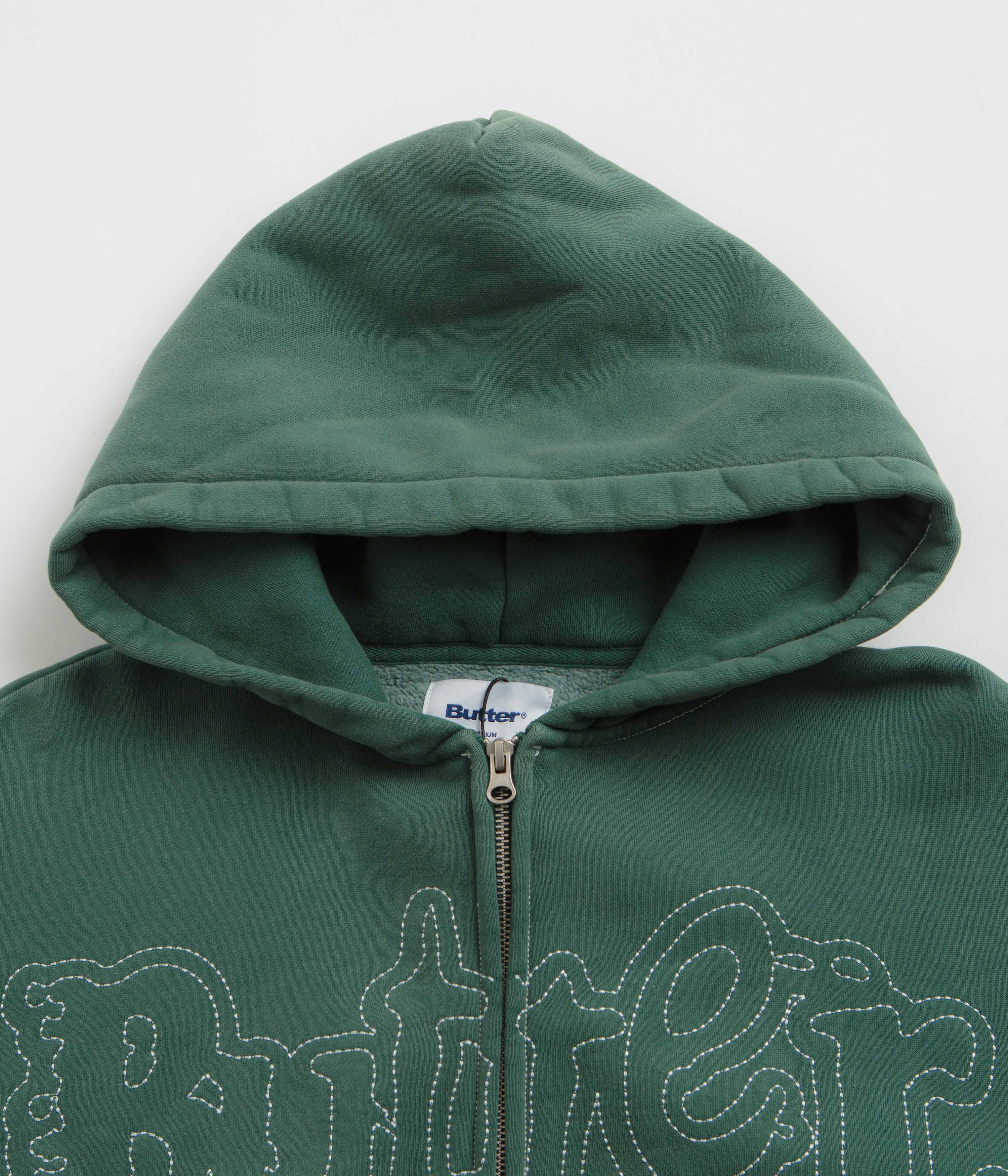 Butter Goods Breakdown Zip-Thru Hoodie - Washed Fern - Image 2
