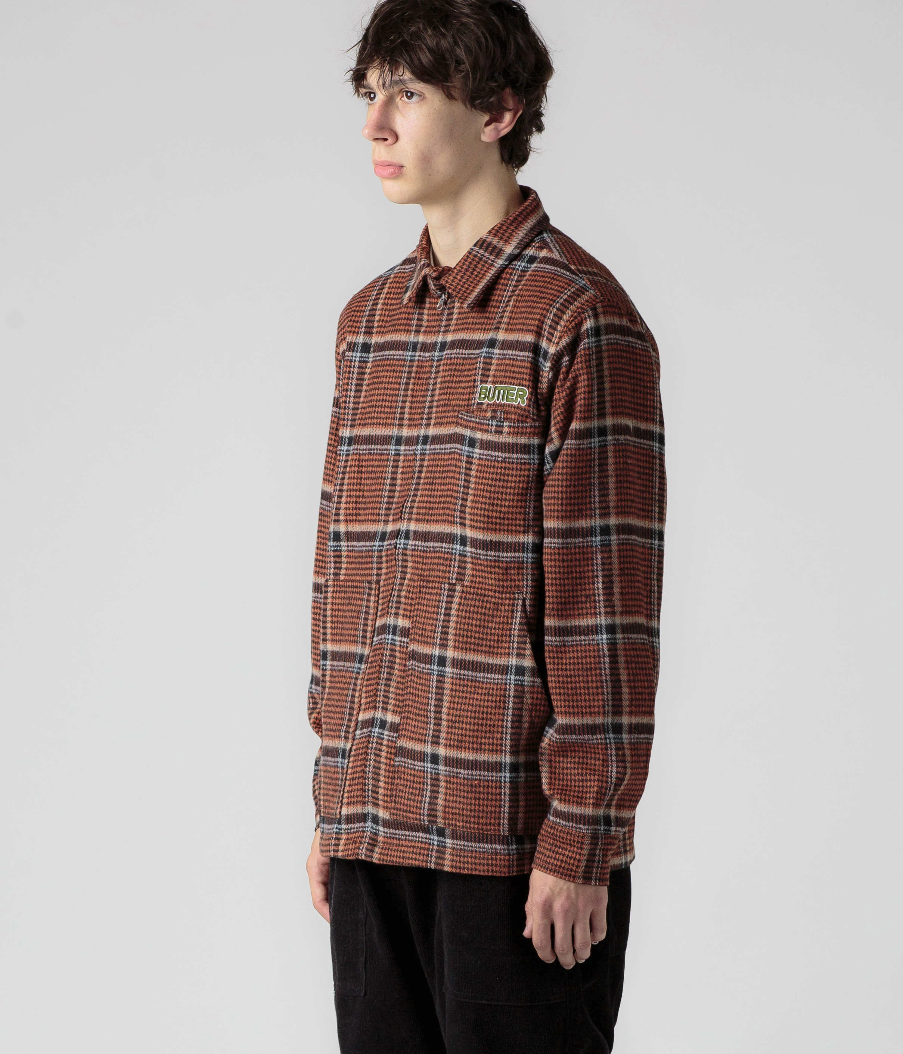 Butter Goods Dougie Plaid Overshirt - Rust / Black / White - Image 7