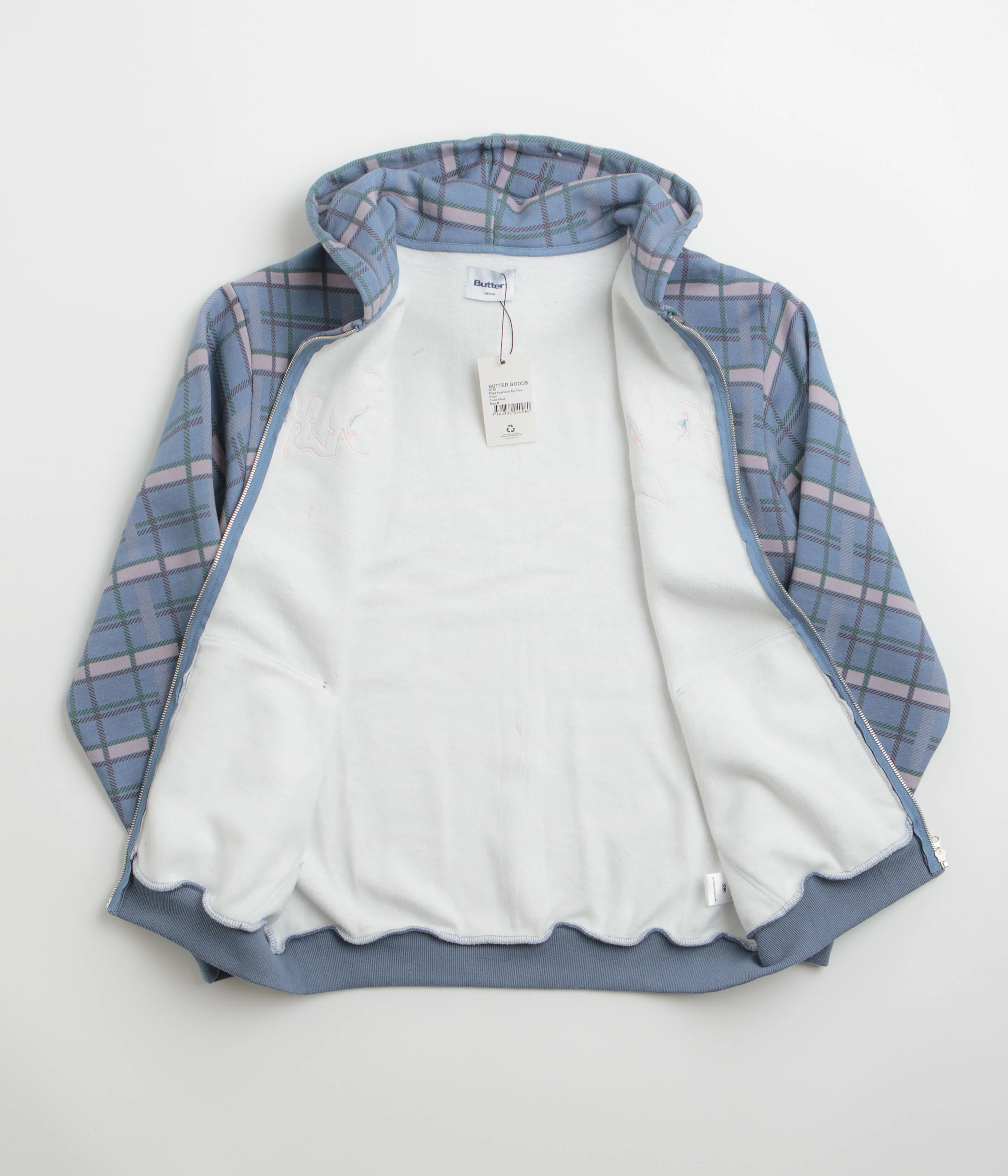 Butter Goods Edge Applique Zip-Thru Hoodie - Plaid - Image 2