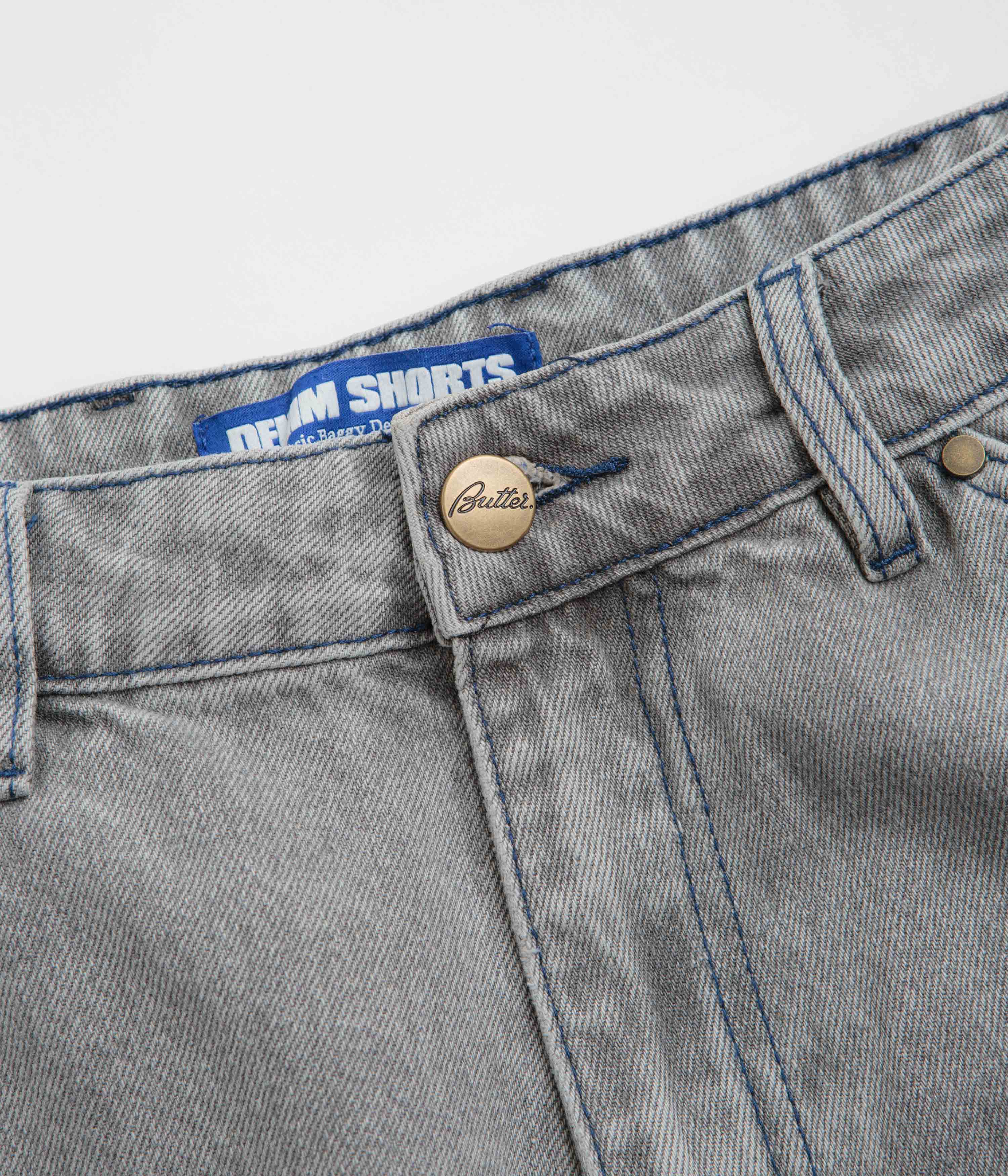 Butter Goods Encounter Denim Shorts - Washed Soft Grey - Image 4