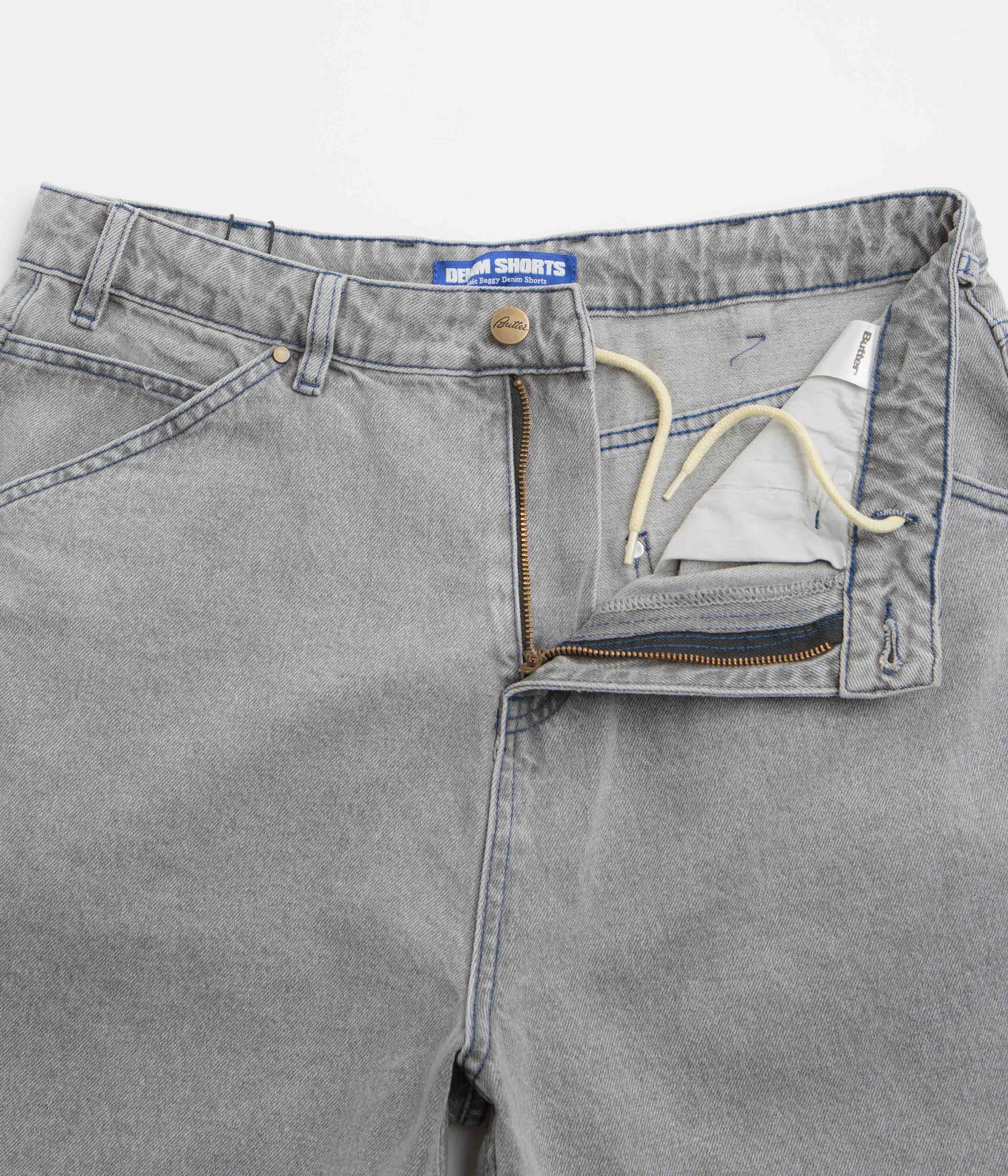 Butter Goods Encounter Denim Shorts - Washed Soft Grey - Image 6