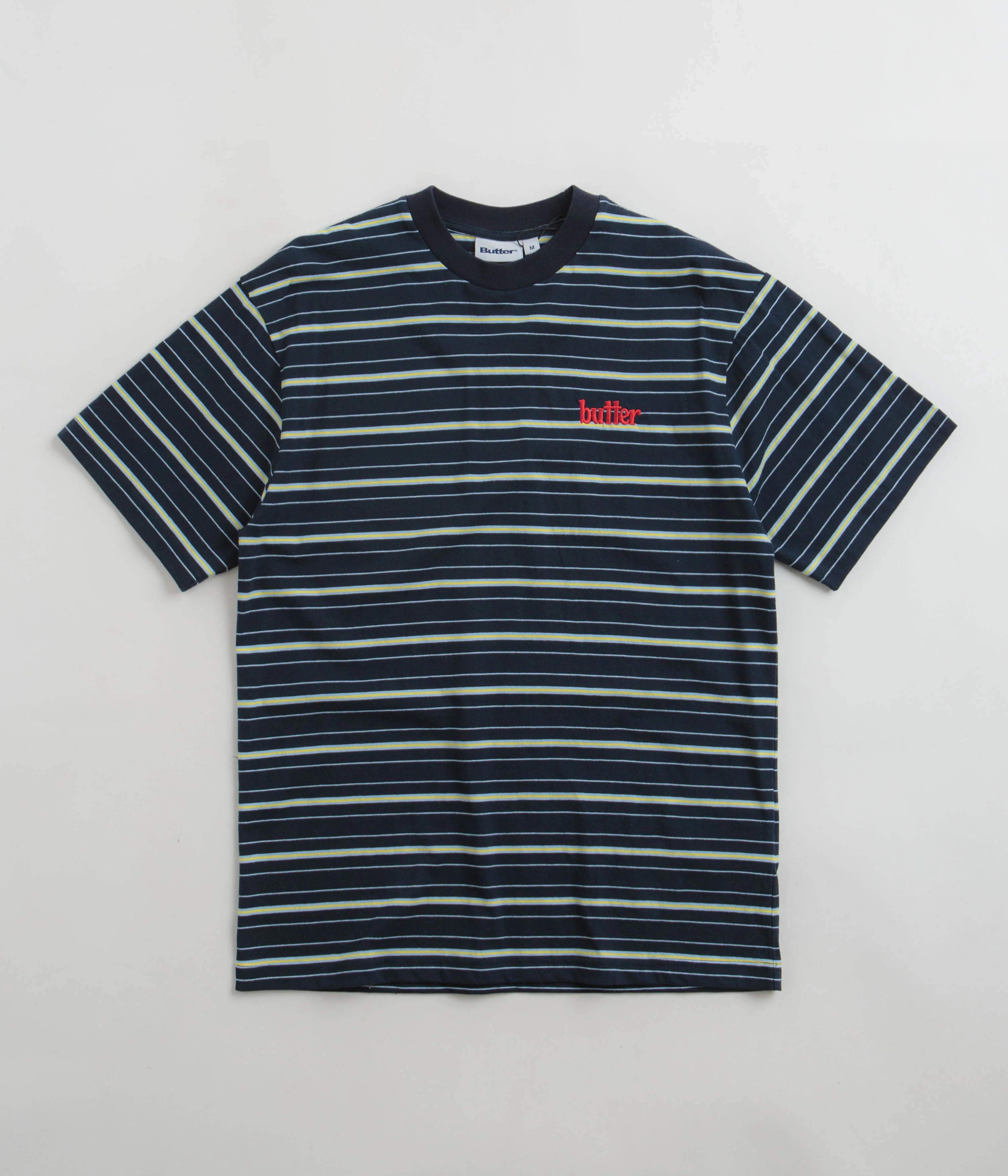 Butter Goods Park Stripe T-Shirt - Black / Sky / Banana
