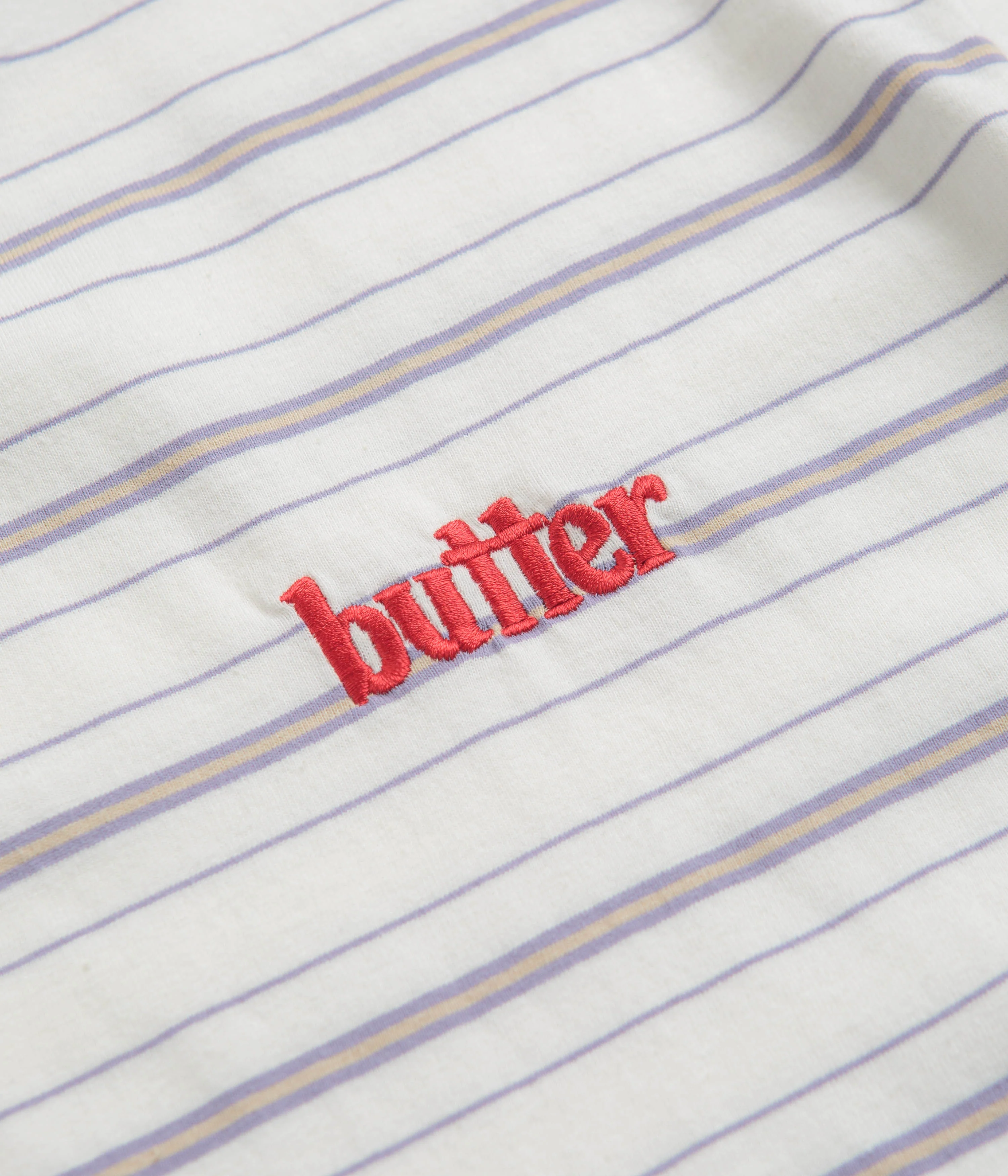 Butter Goods Park Stripe T-Shirt - White / Slate / Sand - Image 3