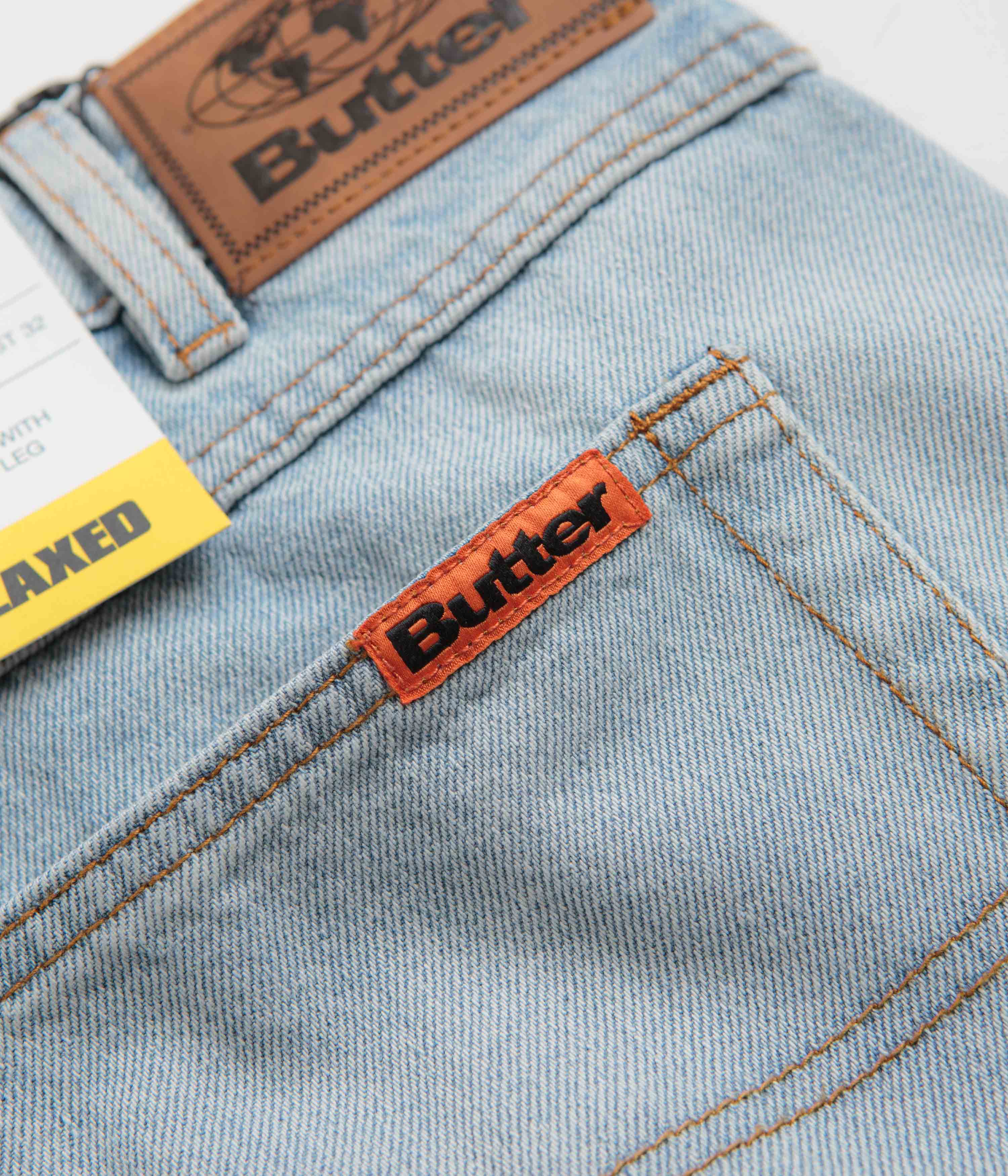 Butter Goods Relaxed Jeans - Light Blue / Orange - Image 8