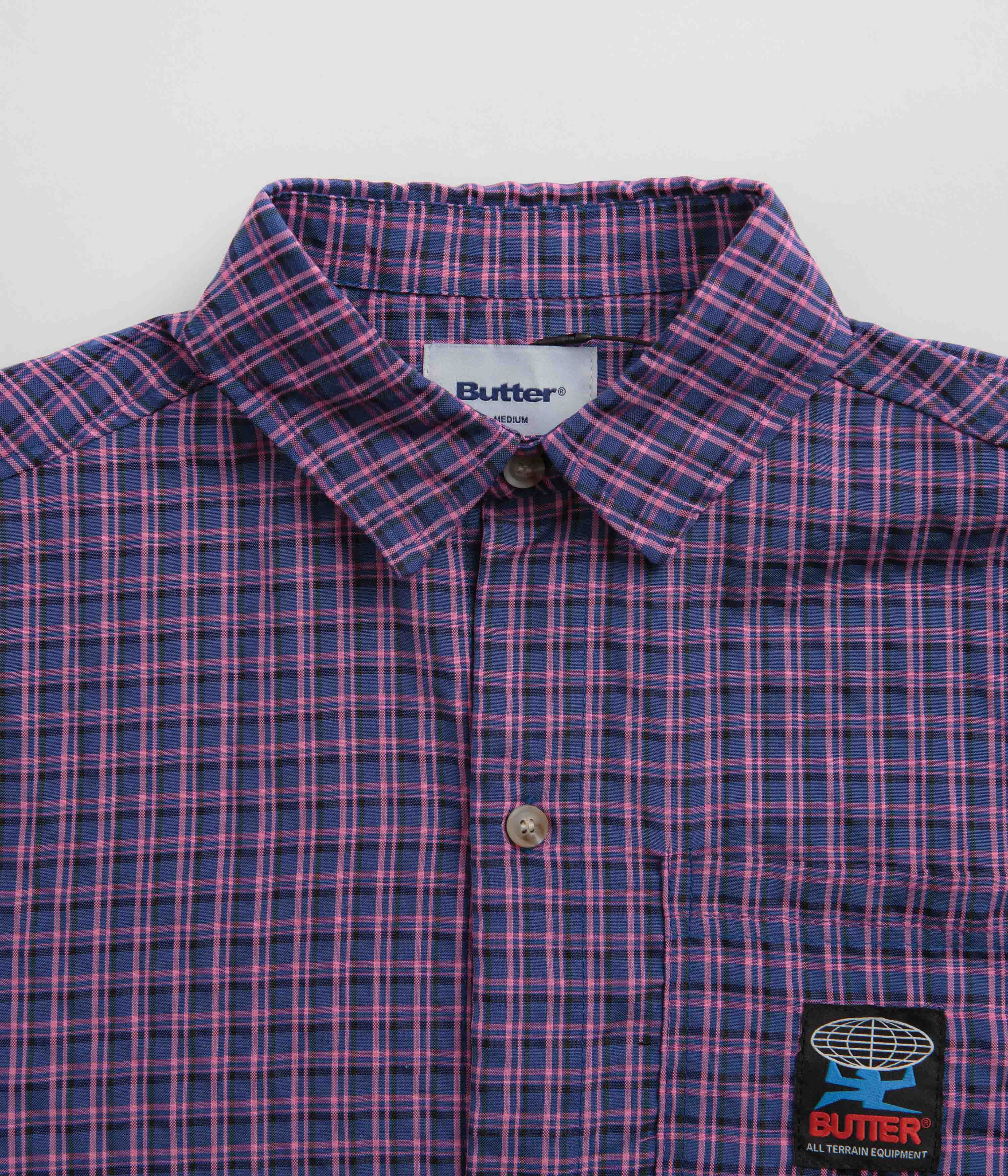 Butter Goods Terrain Short Sleeve Shirt - Navy / Pink - Image 3