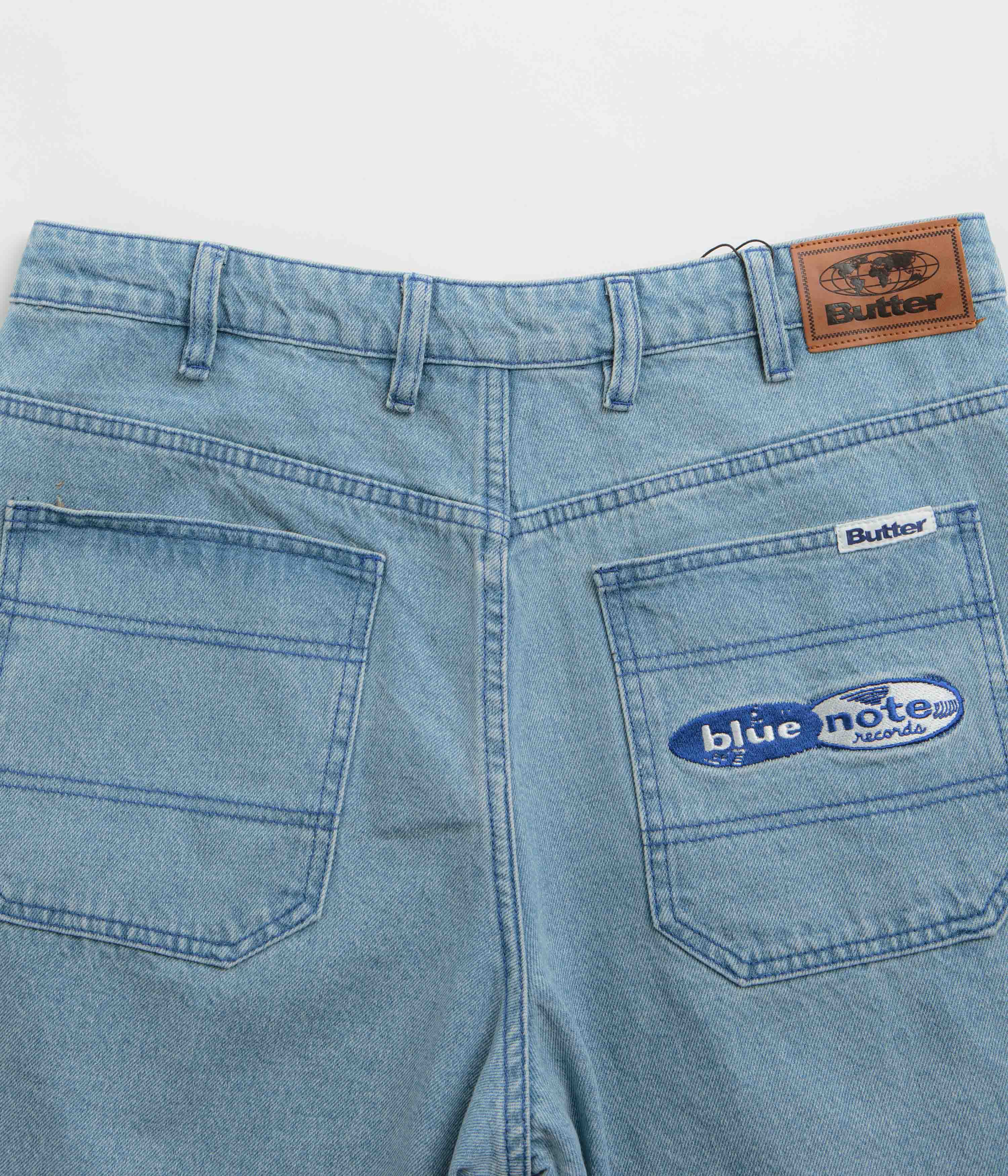 Butter Goods x Blue Note Pleated Denim Shorts - Washed Indigo - Image 9