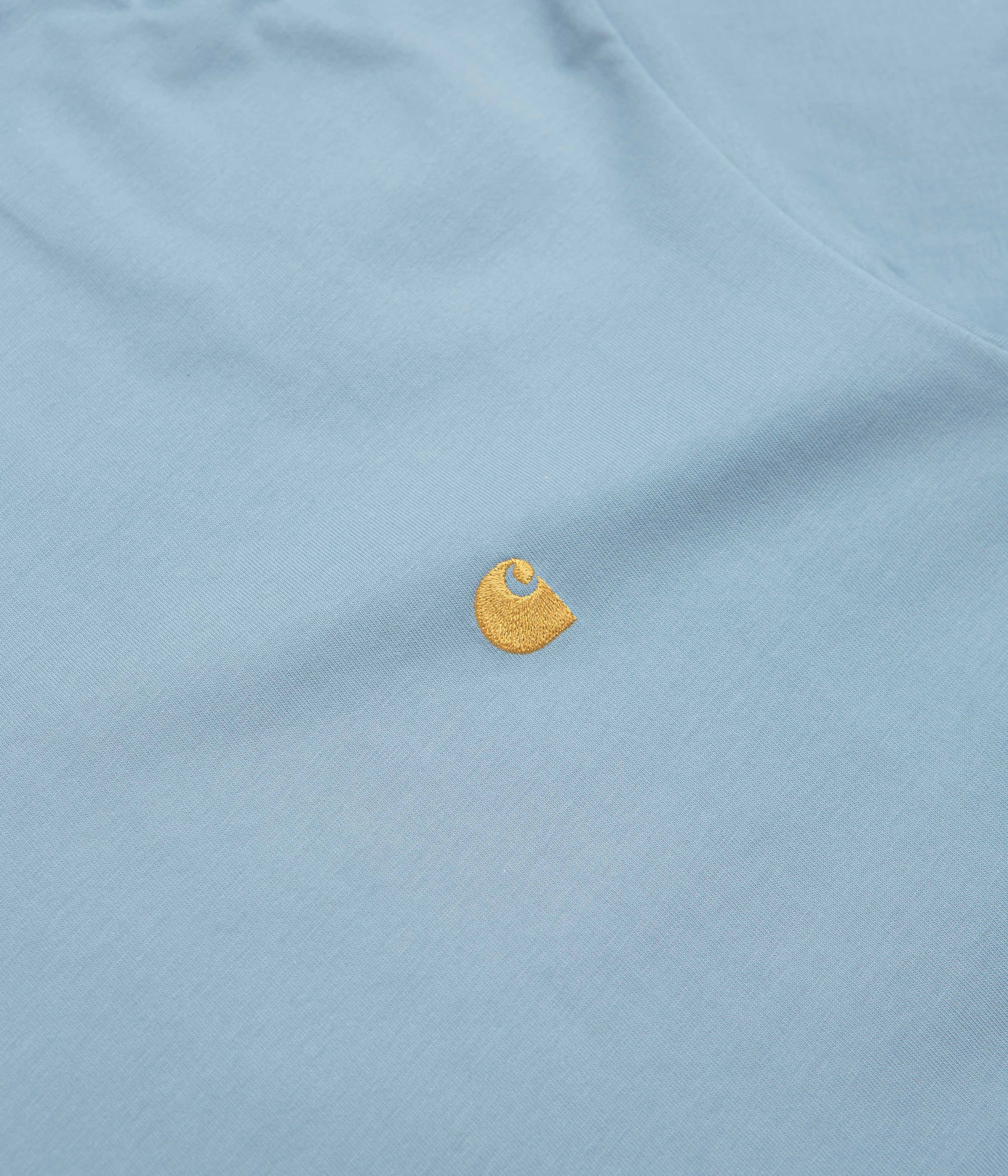 Carhartt Chase T-Shirt - Frosted Blue / Gold - Image 3