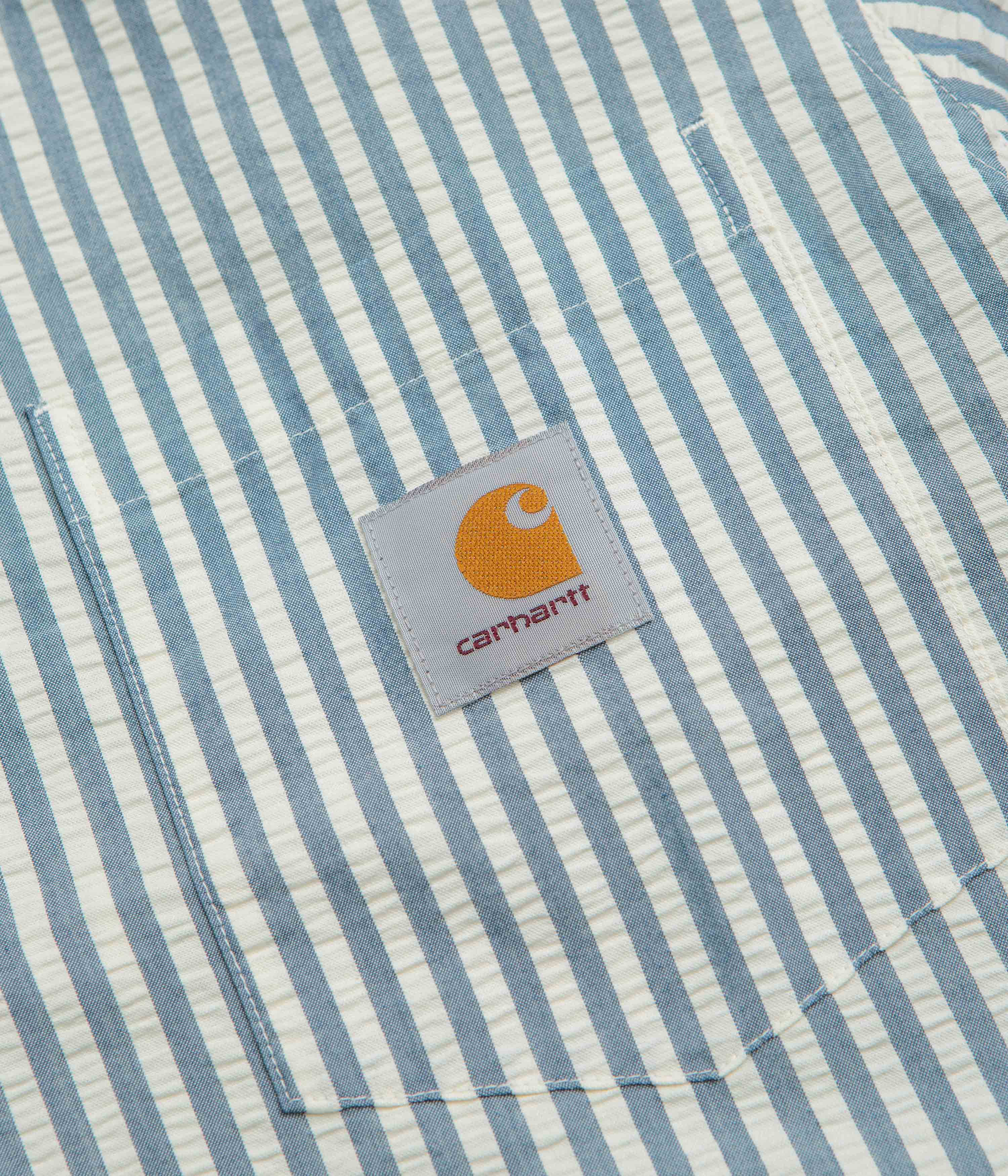 Carhartt Leavel Short Sleeve Shirt - Leavel Stripe / Blue River / Wax - Image 3