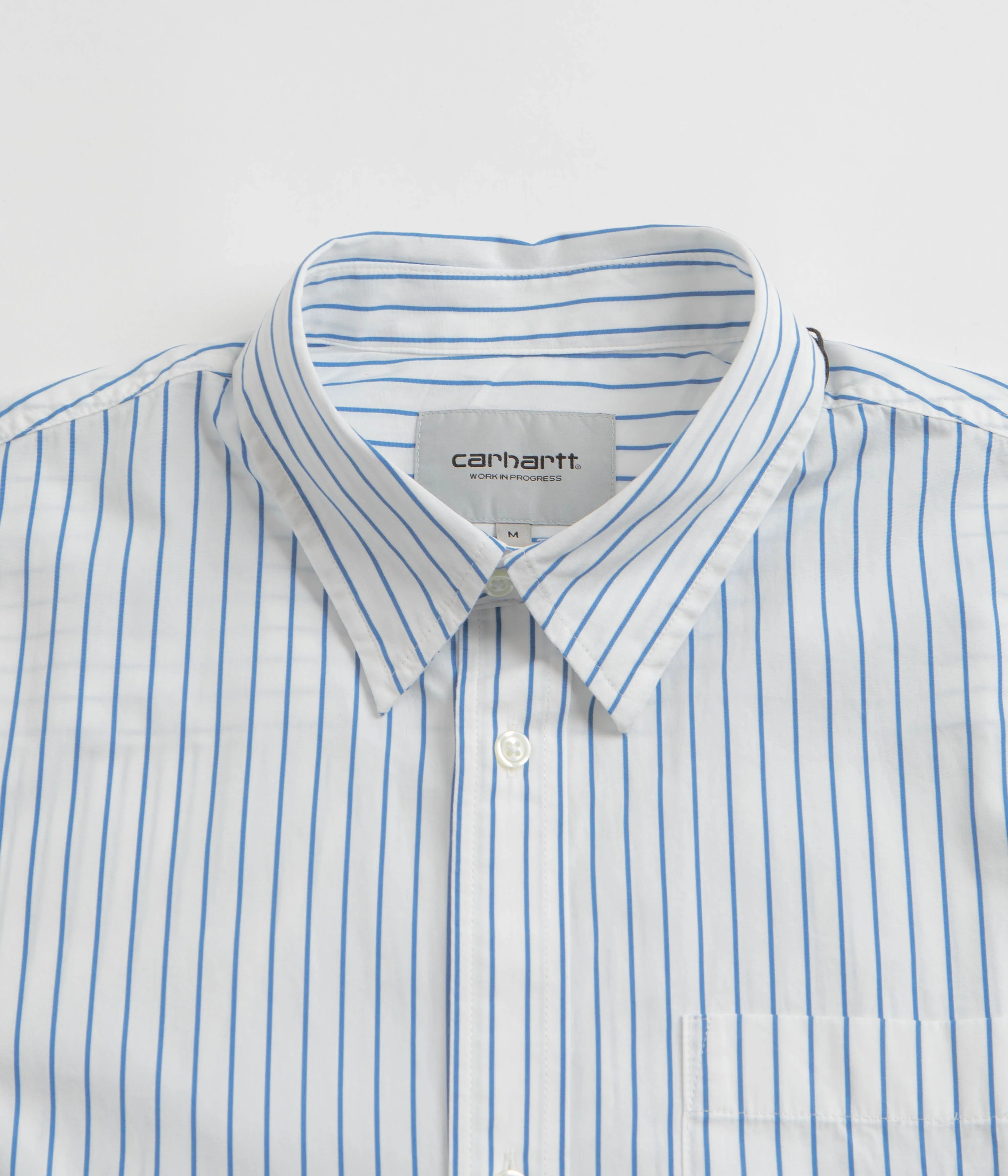Carhartt Linus Stripe Poplin Short Sleeve Shirt - Bleach / White - Image 2