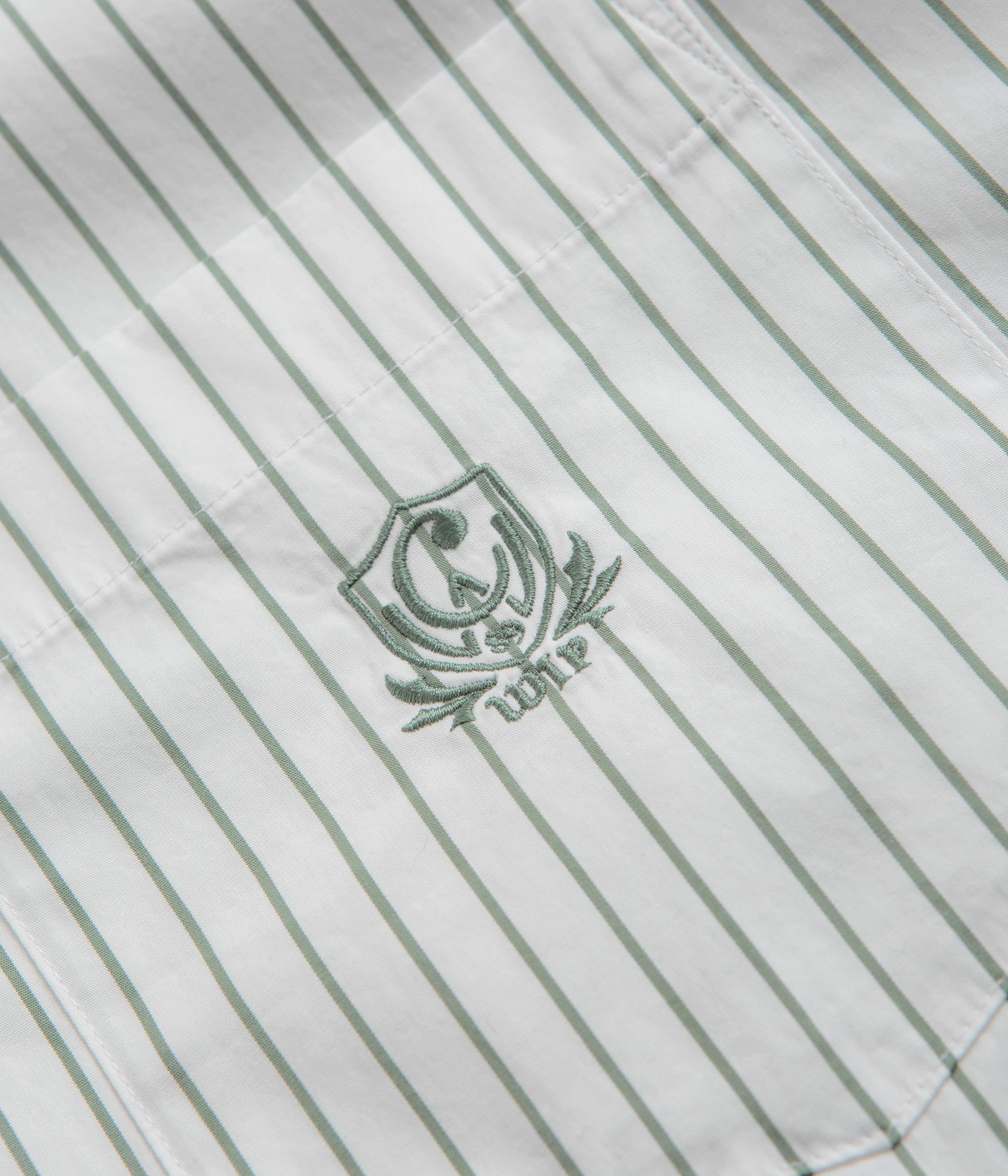 Carhartt Linus Stripe Poplin Short Sleeve Shirt - Park / White - Image 3