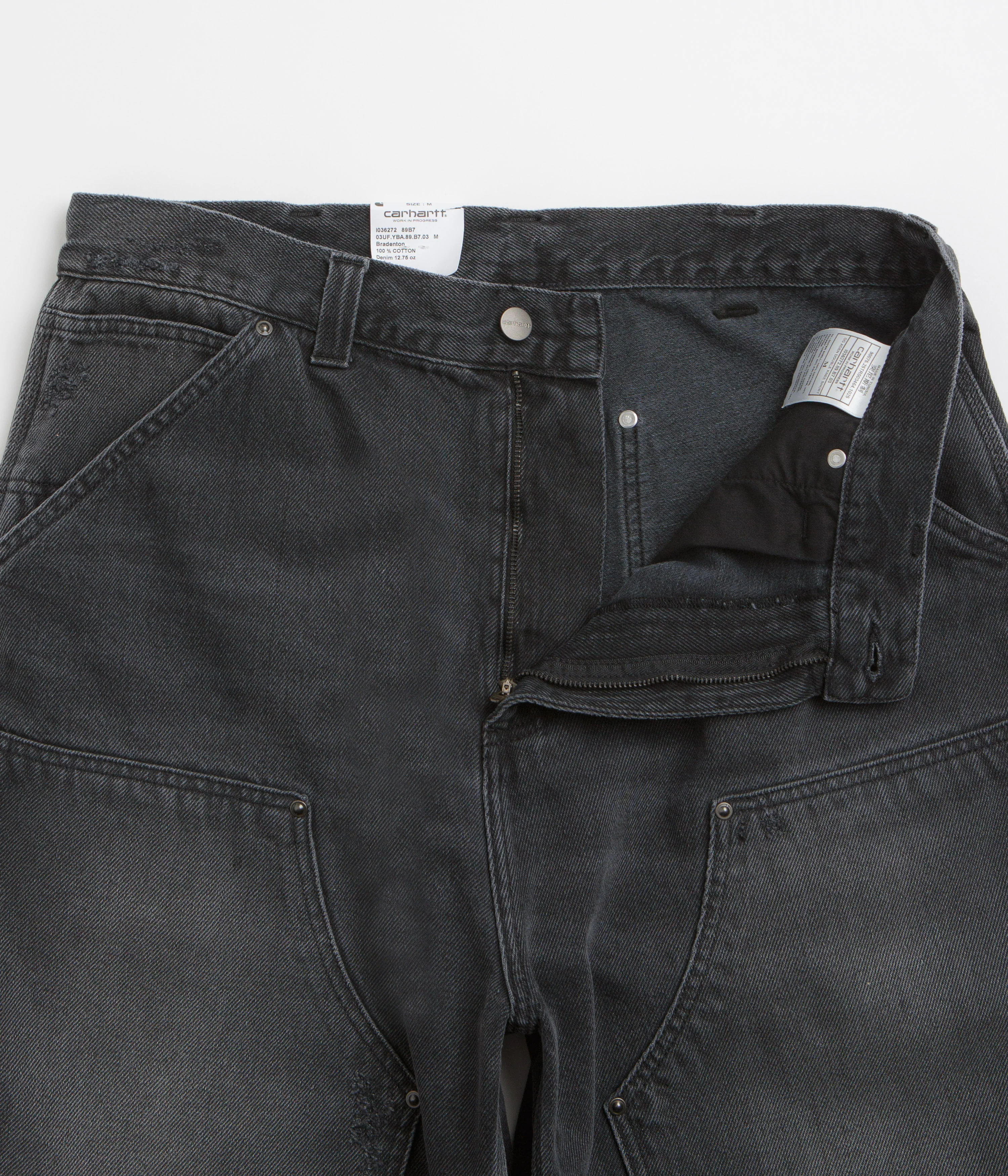 Carhartt OG Aden Double Knee Denim Shorts - Black Grind Wash - Image 6