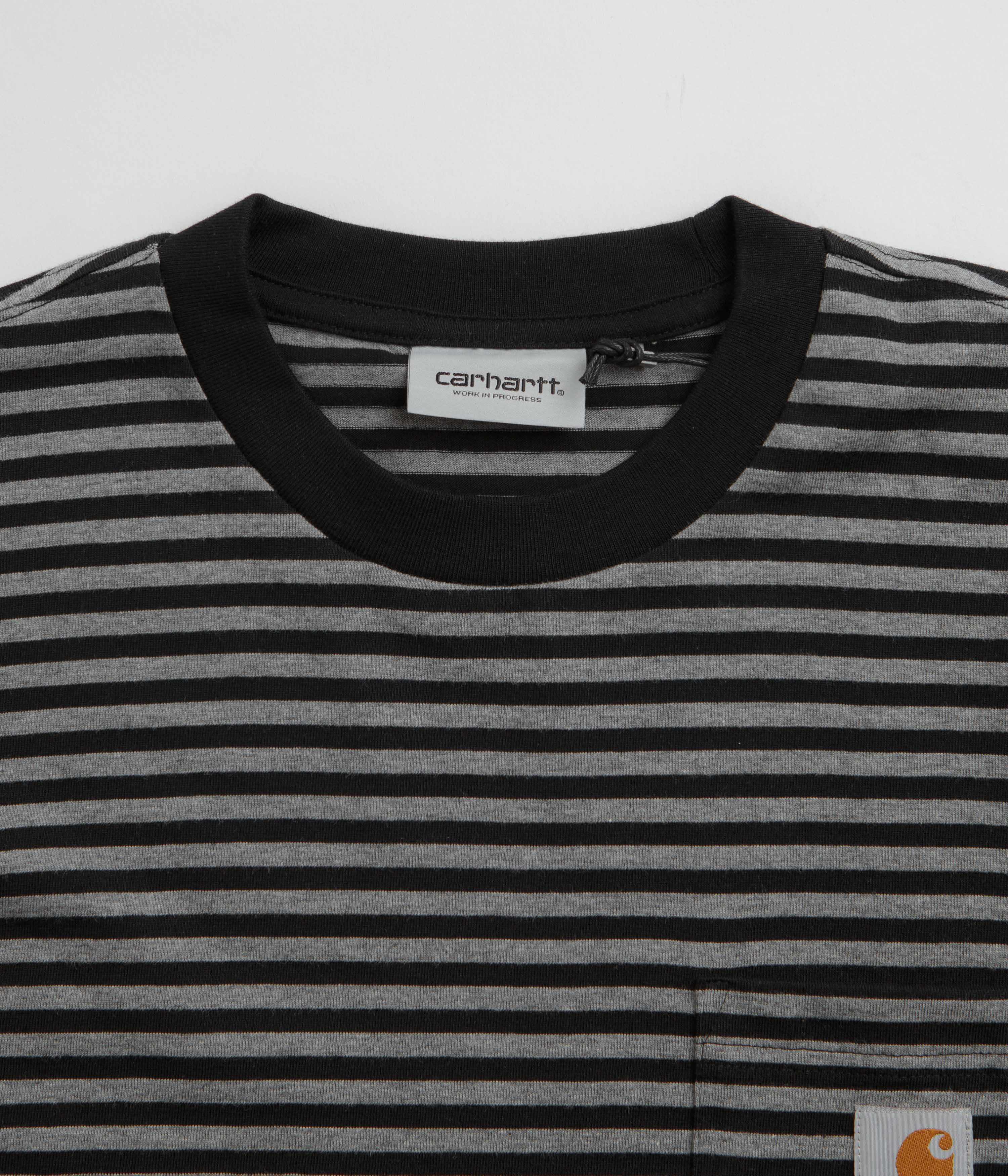 Carhartt Verner Pocket Long Sleeve T-Shirt - Verner Stripe / Black / Dark Grey Heather - Image 2