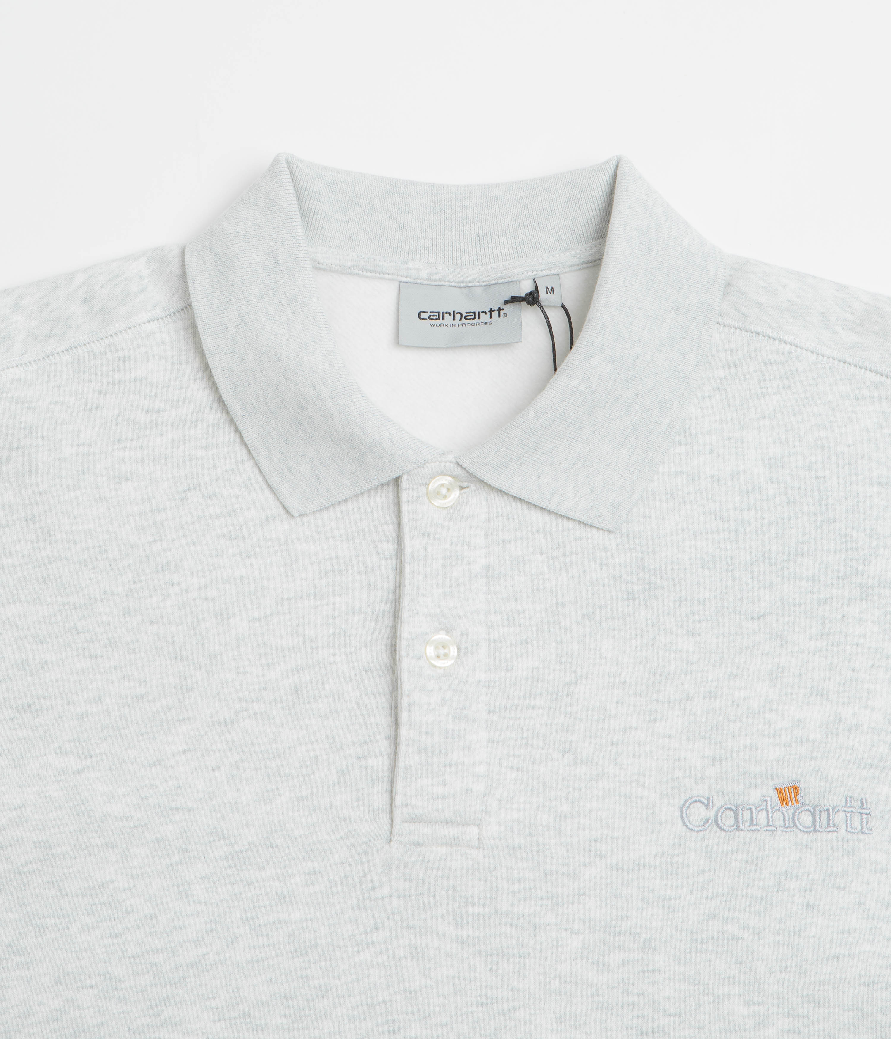 Carhartt WIP Label Polo Sweatshirt - Ash Heather - Image 2