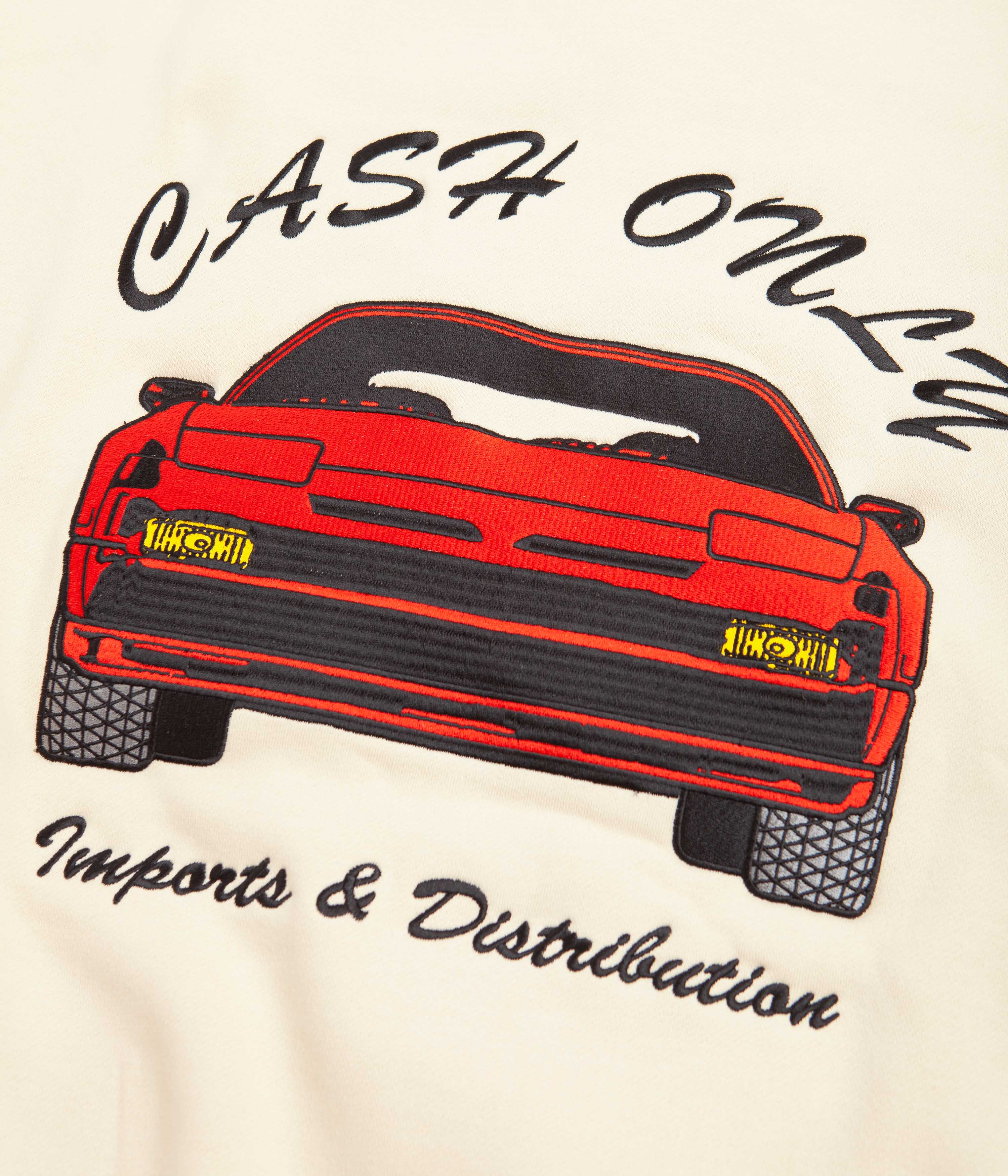 Cash Only Car Embroidered Crewneck Sweatshirt - Cream - Image 3