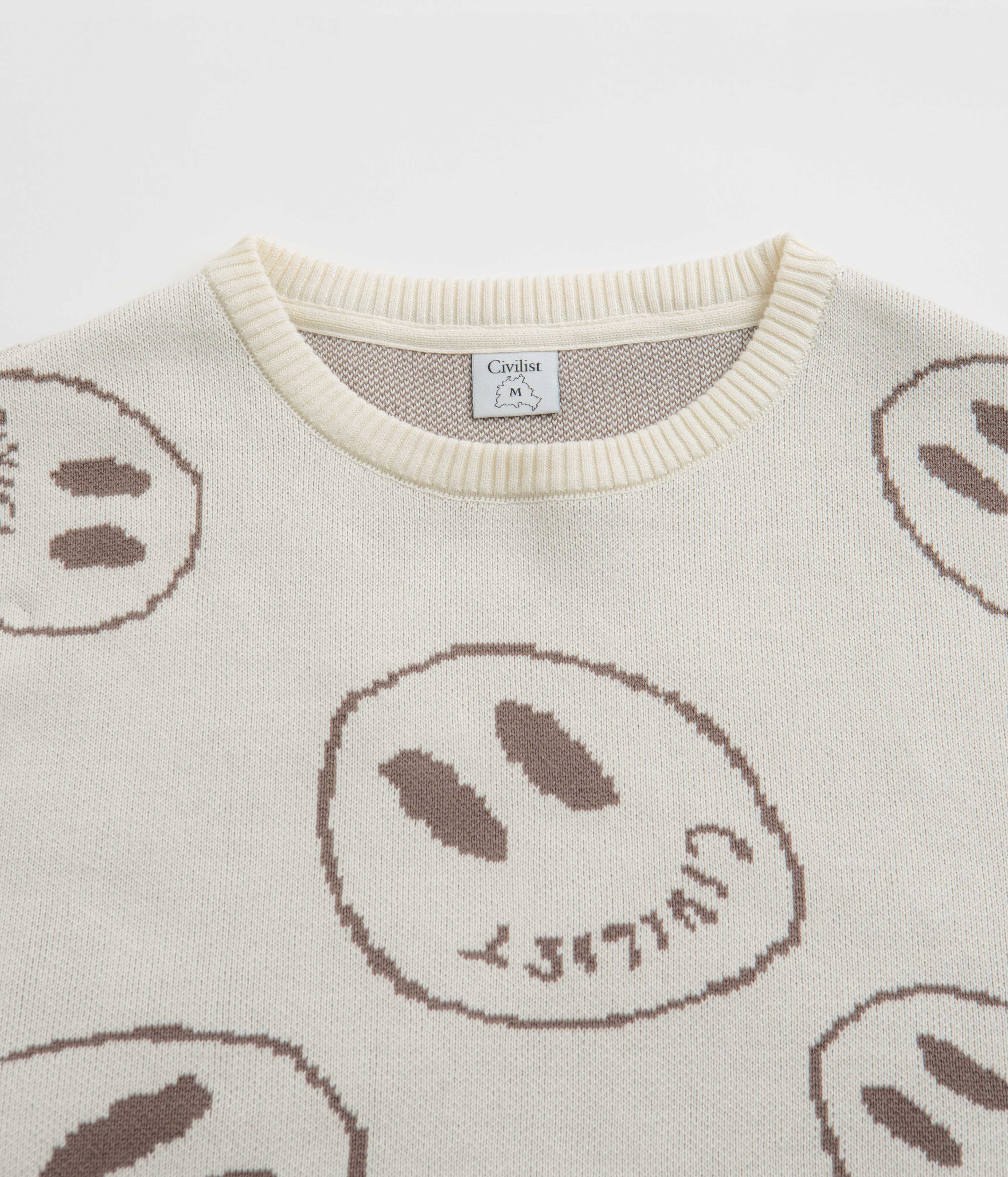 Civilist Smiler Knit Crewneck Sweatshirt - Ecru - Image 2