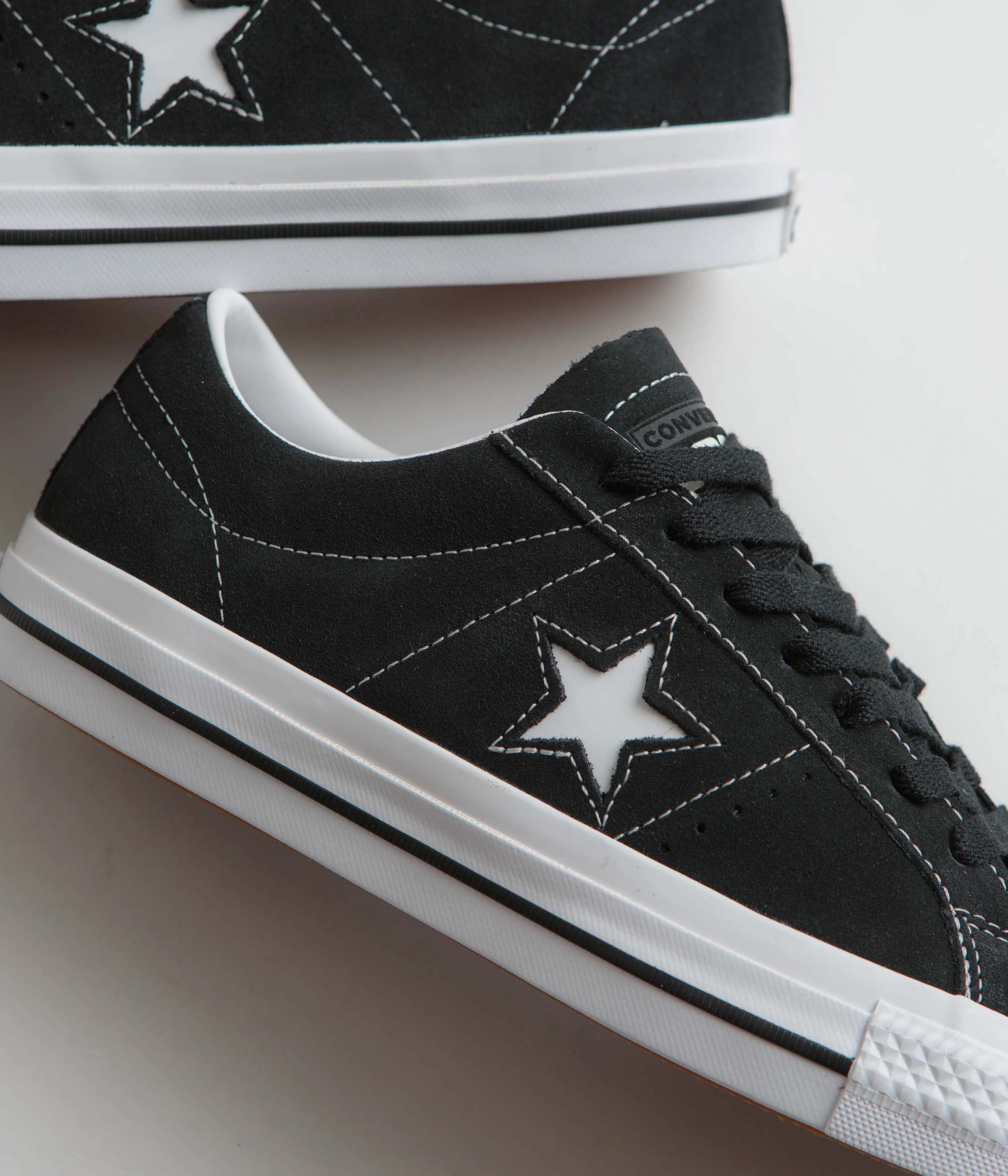 Converse Cons One Star Pro Suede Ox Shoes - Black / Black / White - Image 3
