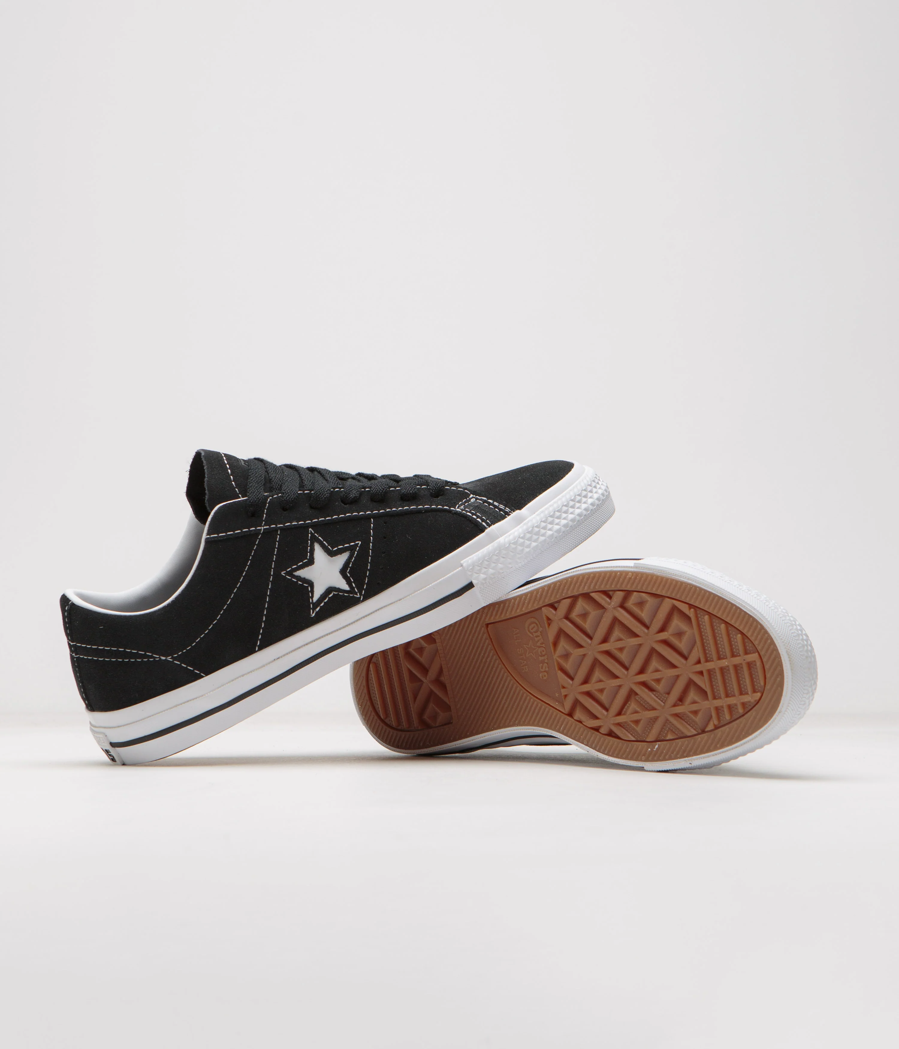 Converse Cons One Star Pro Suede Ox Shoes - Black / Black / White - Image 5
