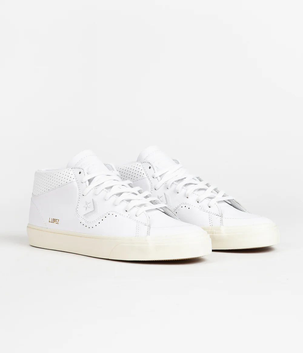 Converse Louie Lopez Pro Mono Leather Shoes - White / White / Egret - Image 2