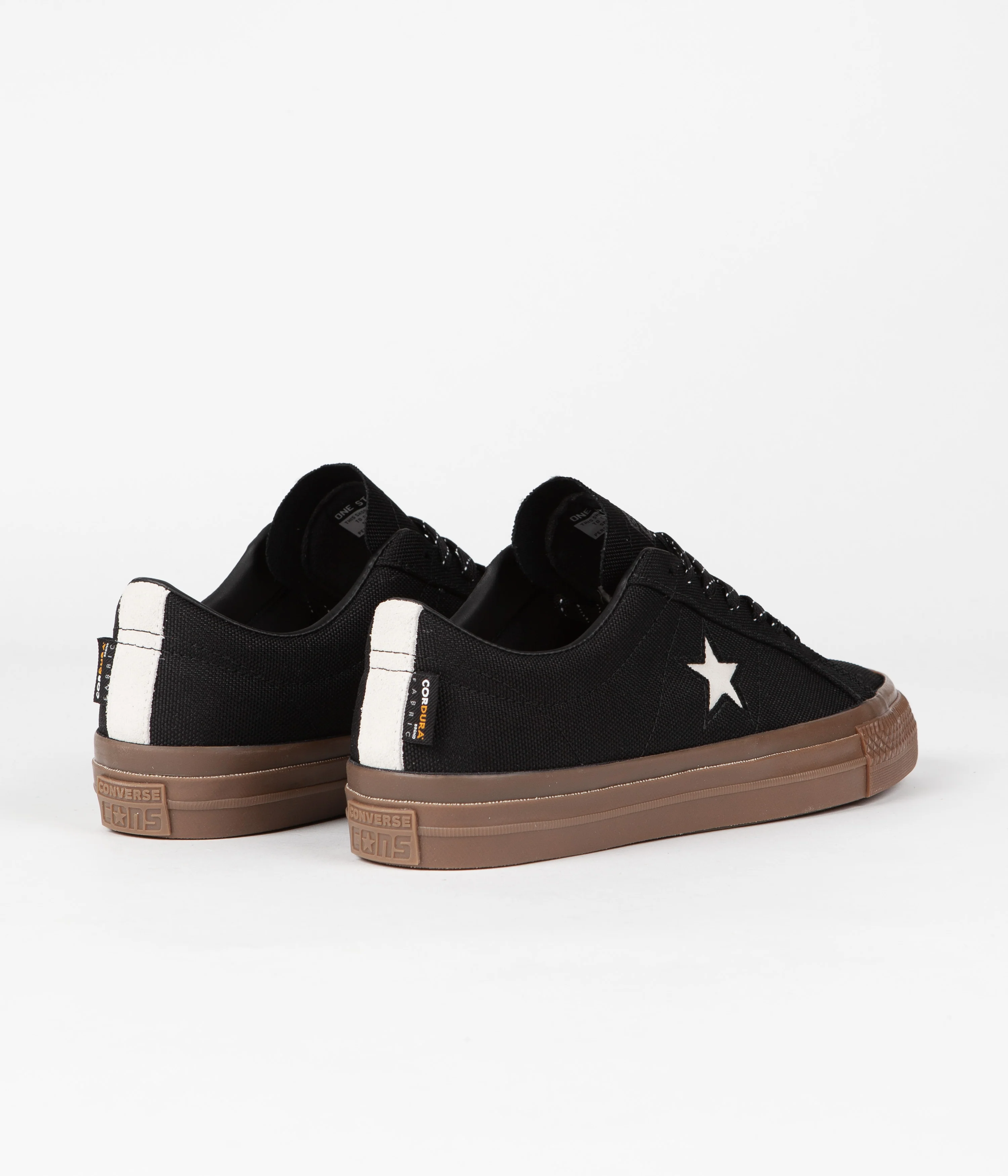 Converse One Star Pro Cordura Canvas Ox Shoes - Black / White / Dark Gum - Image 4