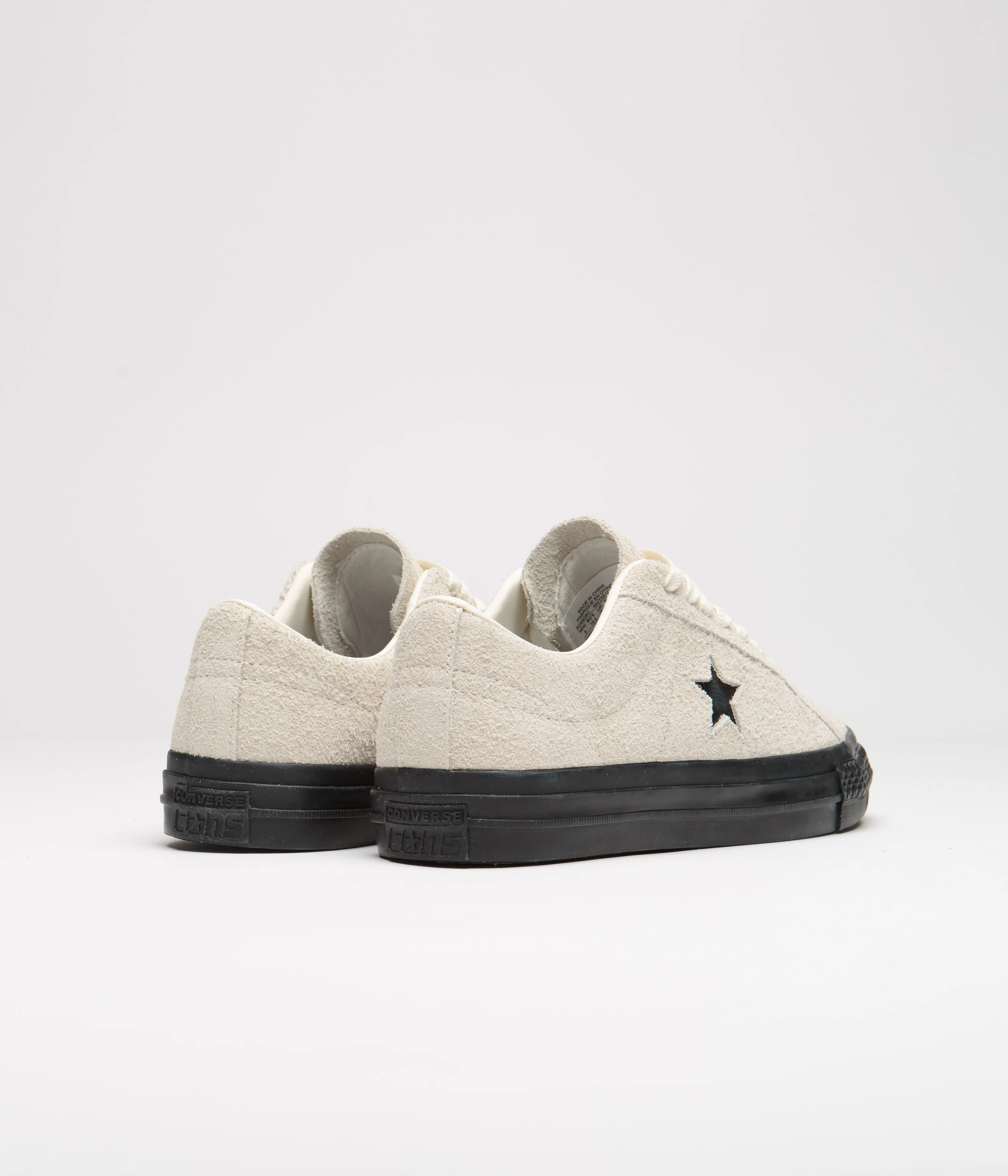 Converse One Star Pro Shaggy Suede Shoes - Egret / Egret / Black - Image 4