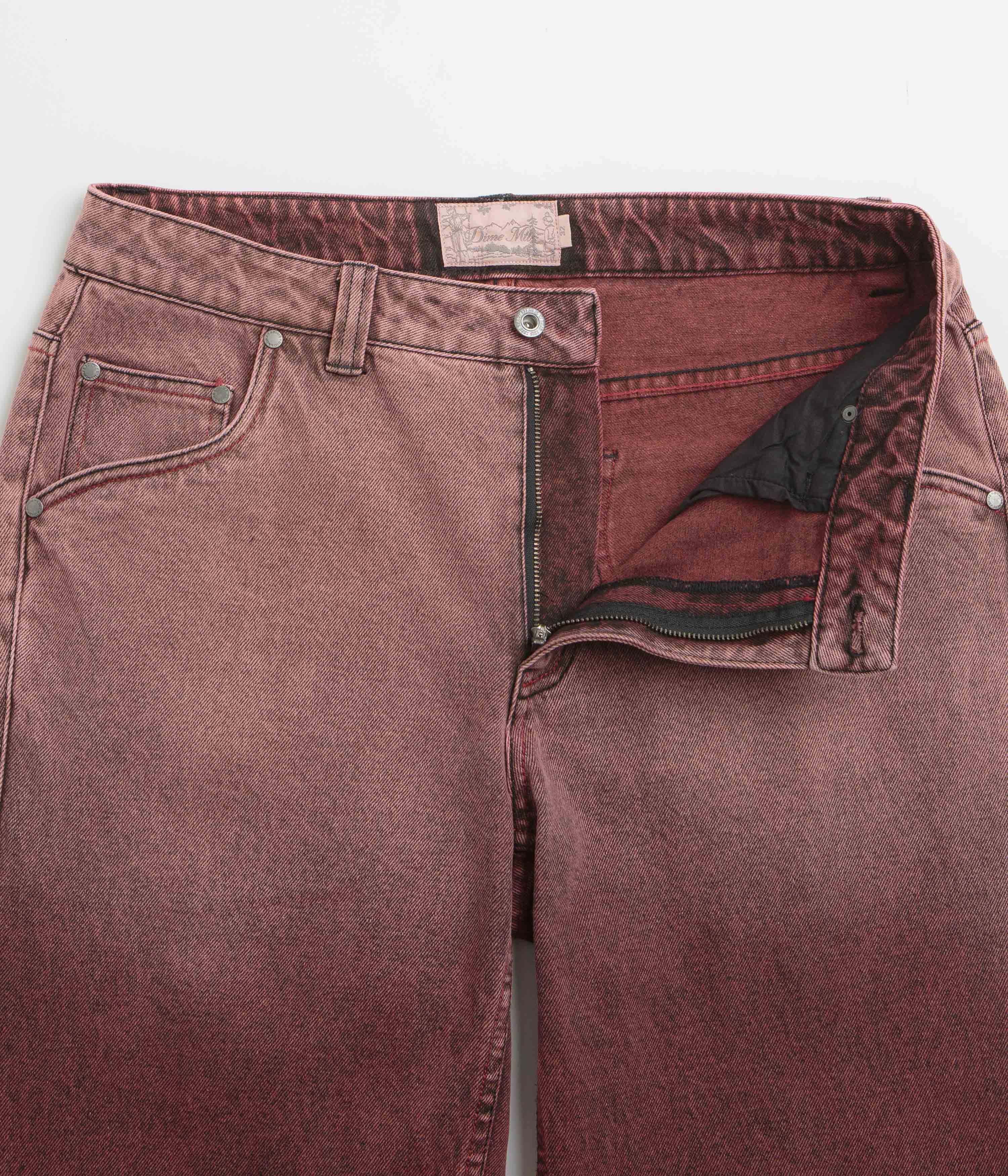 Dime Classic Relaxed Jeans - Dipped Sandblasted Burgundy - Image 5