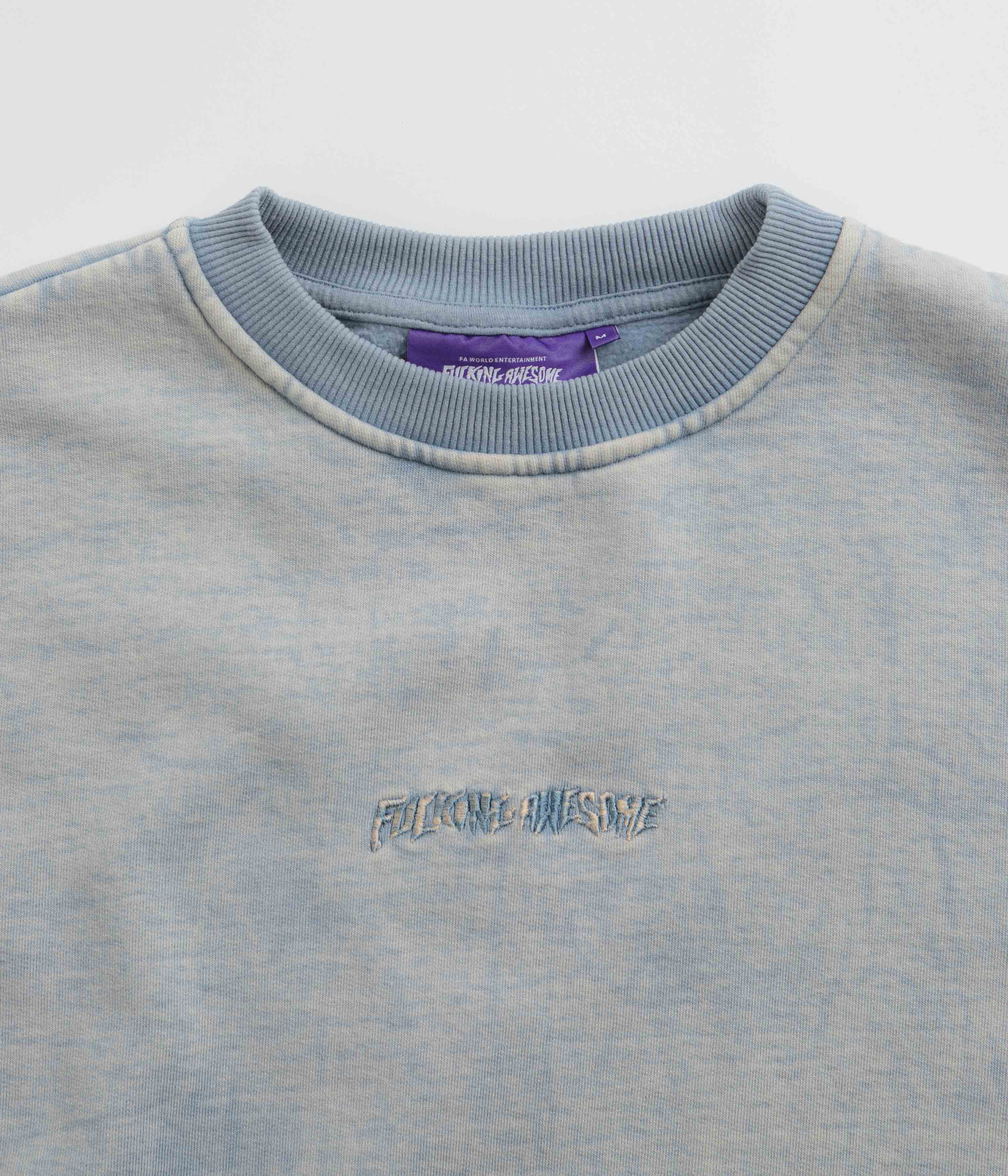 Fucking Awesome Little Stamp Snow Wash Crewneck Sweatshirt - Dusty Blue - Image 4