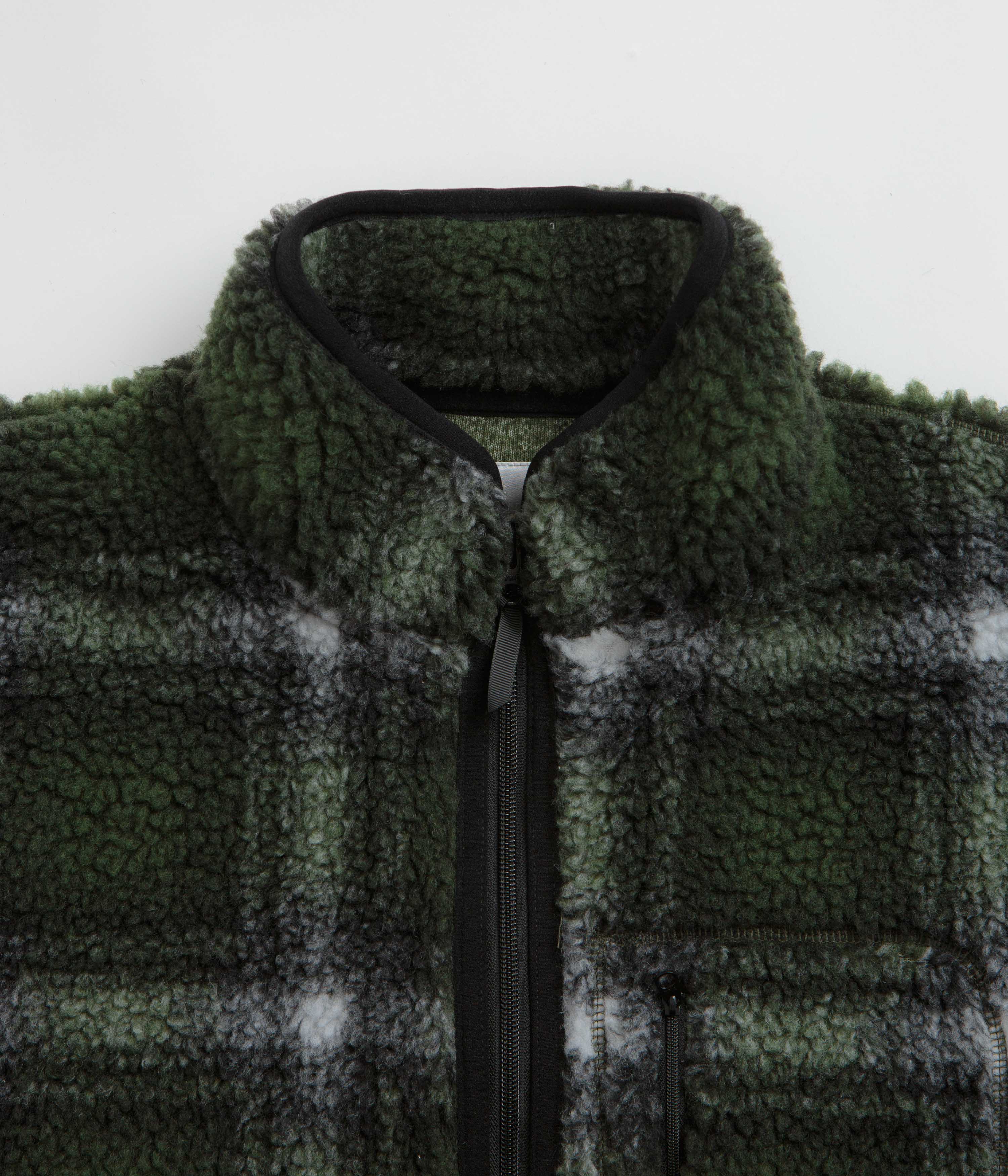 Gramicci Shadow Plaid Sherpa Jacket - Olive Shadow Plaid - Image 6