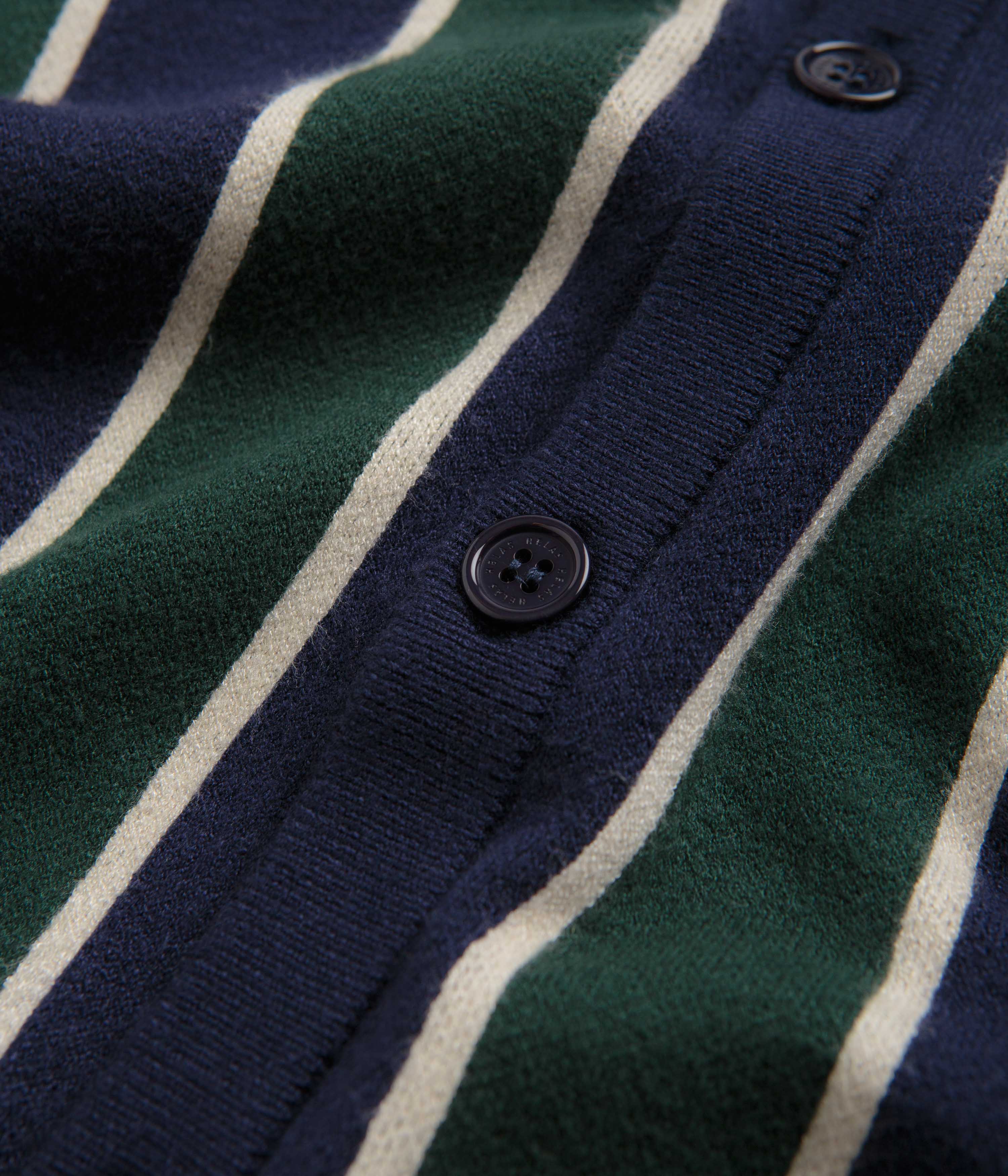 Helas Royal Knitted Cardigan - Navy / Green - Image 4