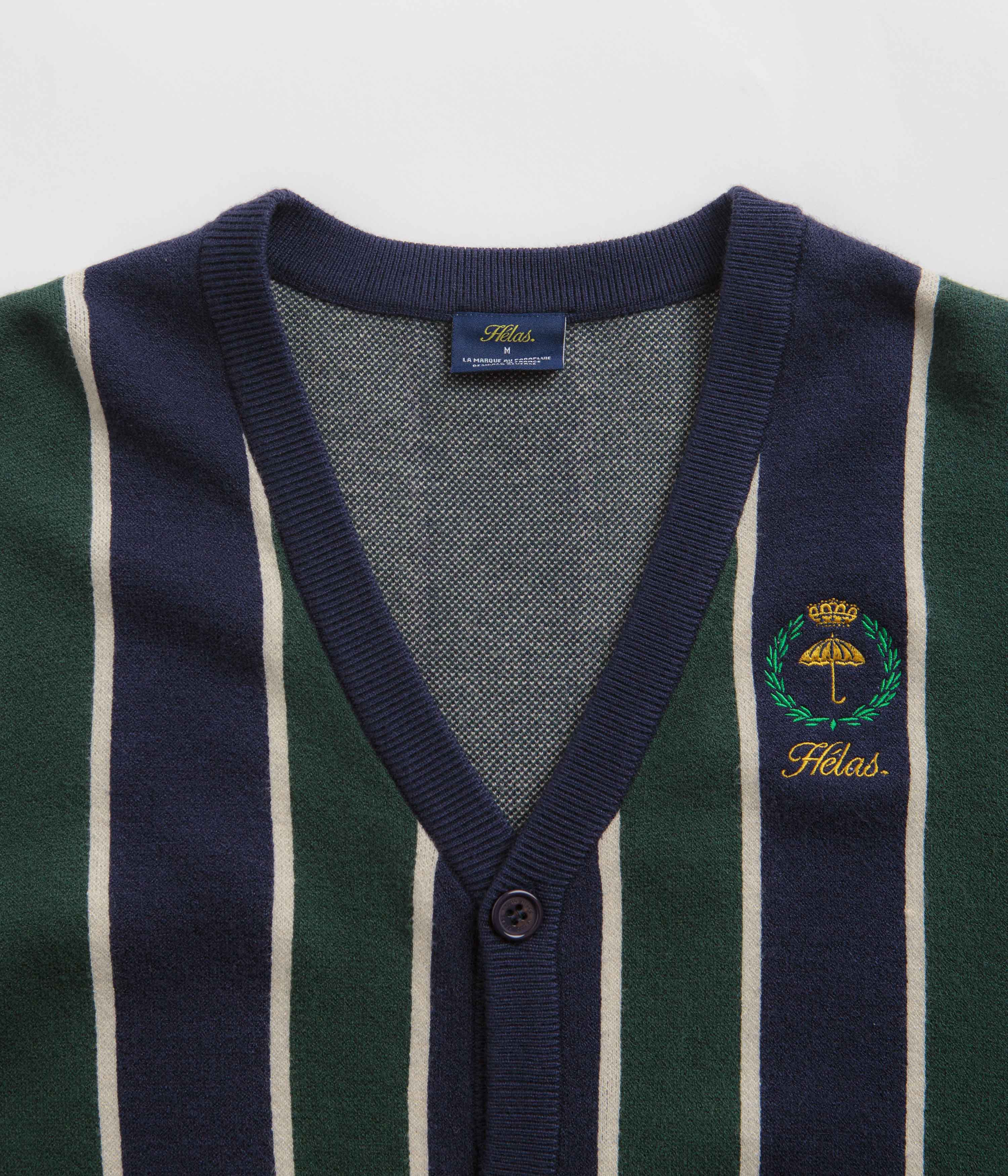 Helas Royal Knitted Cardigan - Navy / Green - Image 5
