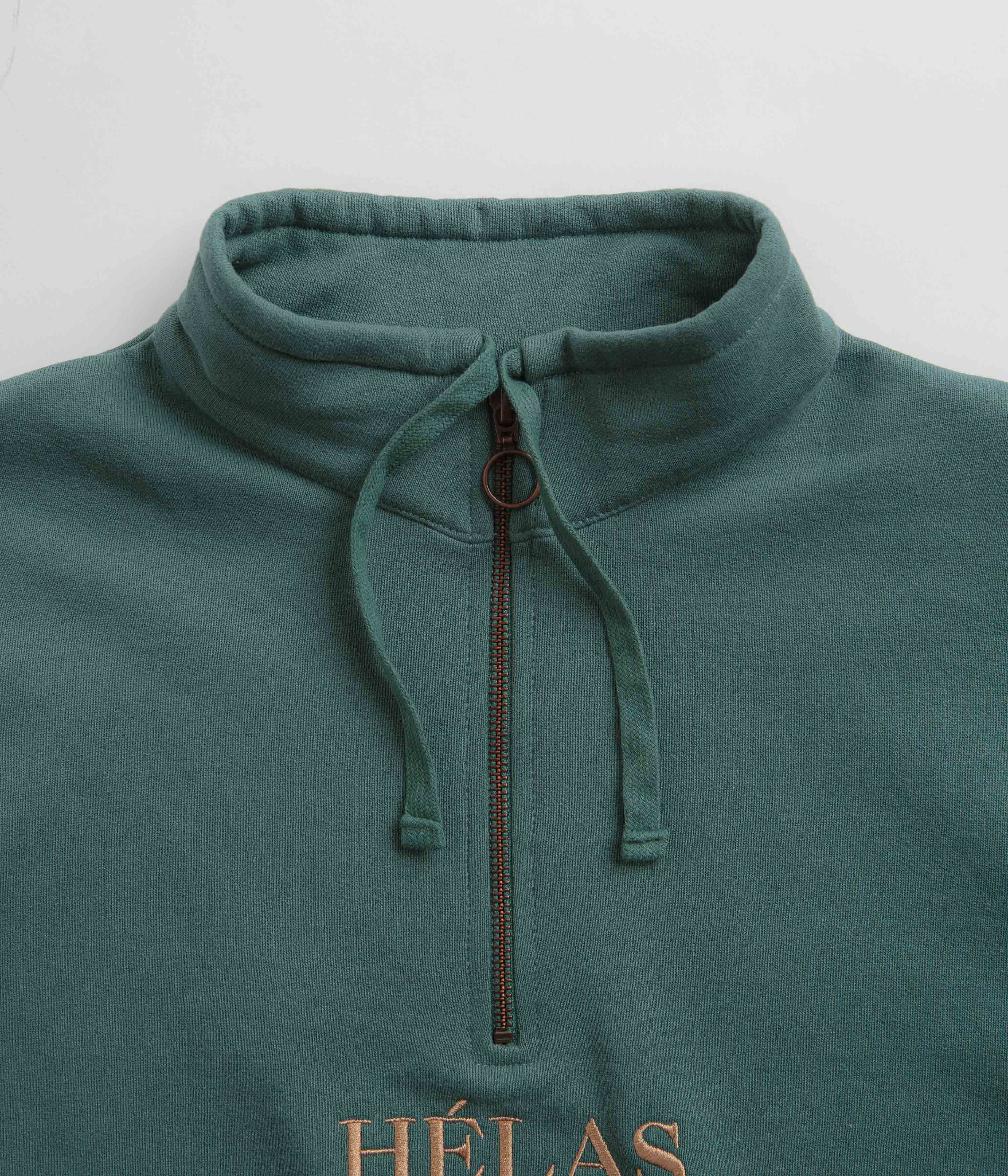 Helas Sahara Quarter Zip Sweatshirt - Khaki Green - Image 4