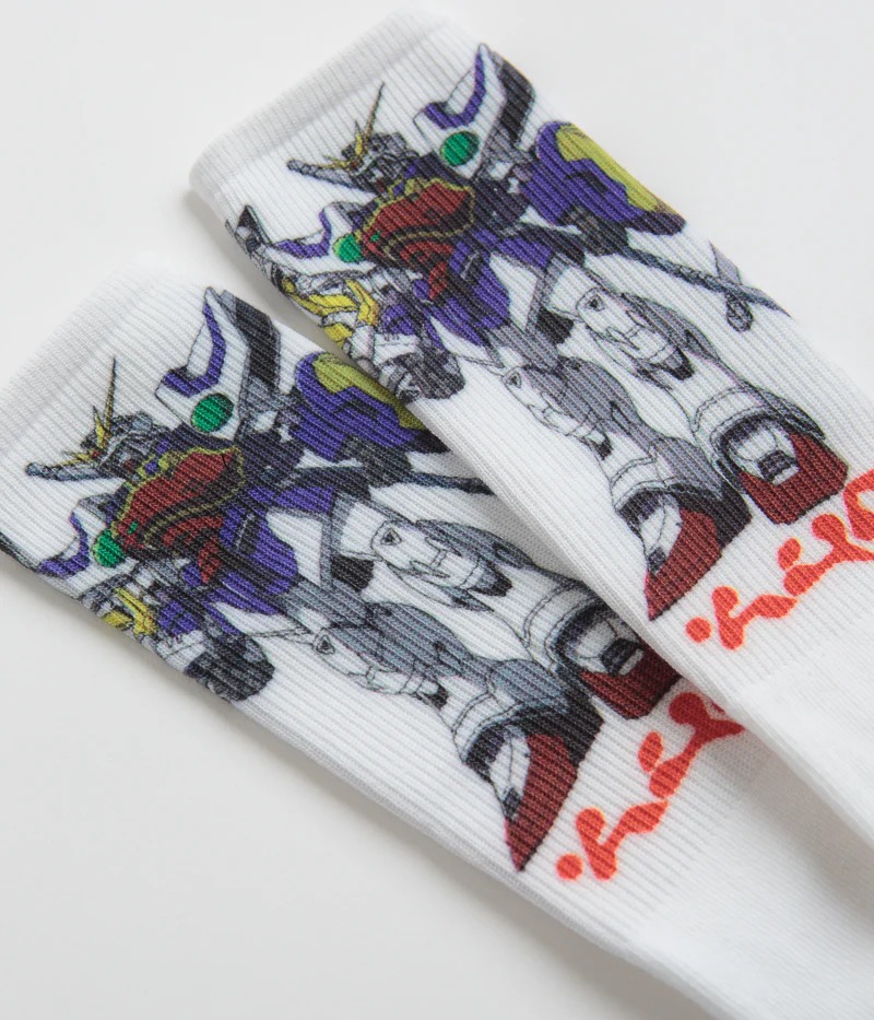 HUF Shenlong Gundam Crew Socks - White - Image 2
