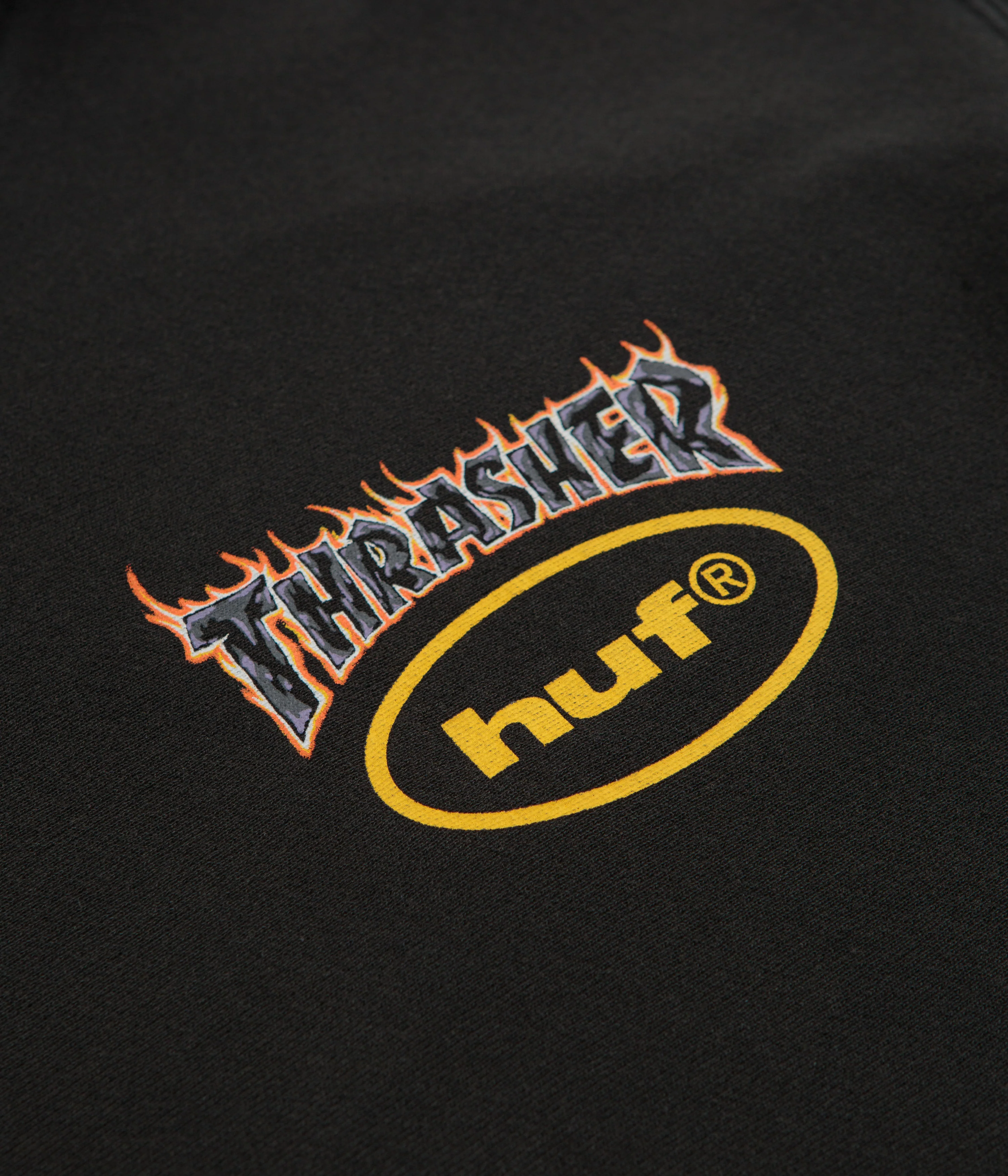 HUF x Thrasher Meltdown Hoodie - Washed Black - Image 5