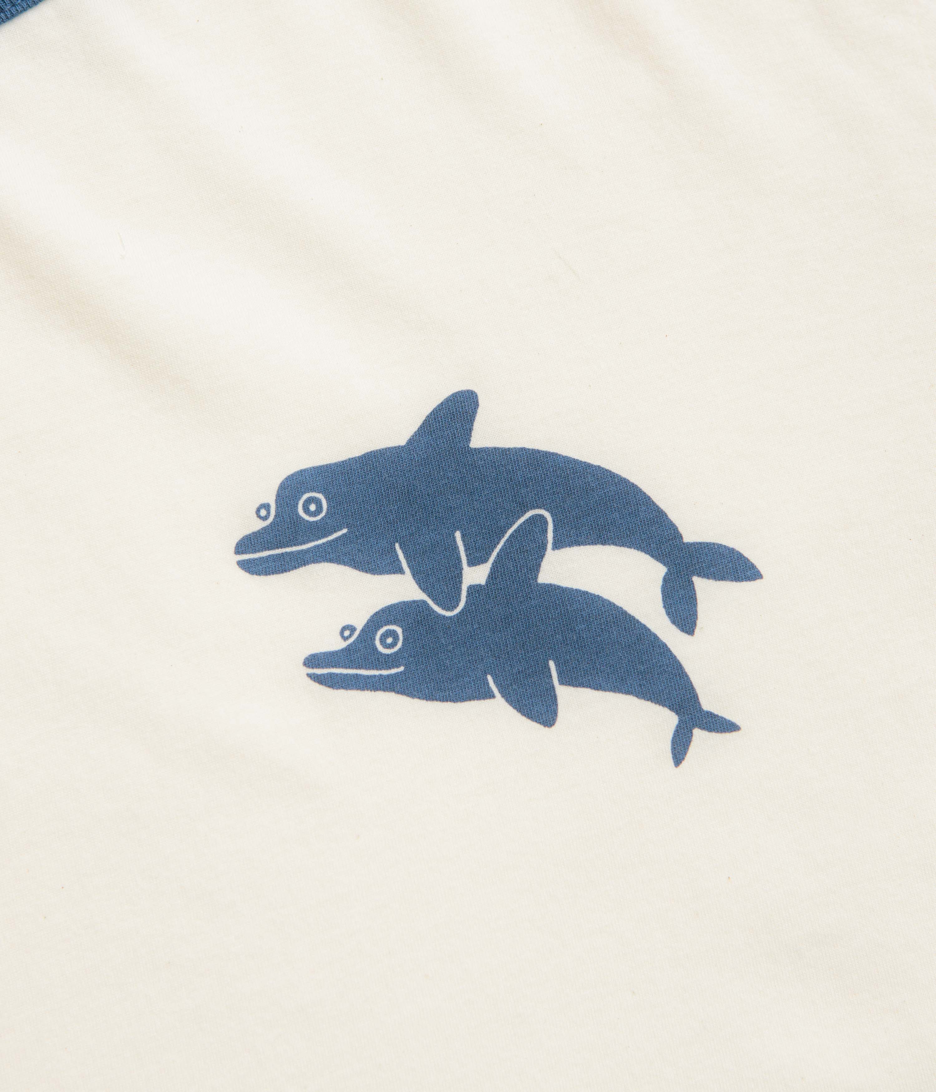 Mollusk Dolphins Ringer T-Shirt - Natural / Navy - Image 2