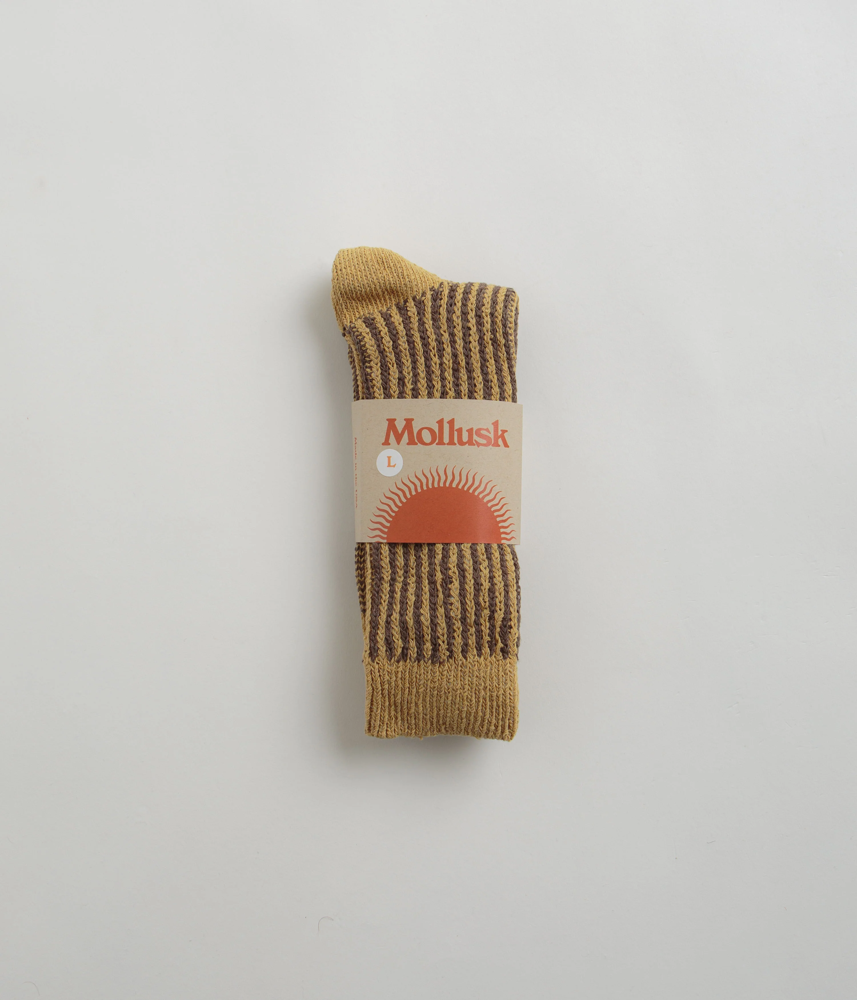 Mollusk Two Tone Rib Socks - Yellow - Image 2