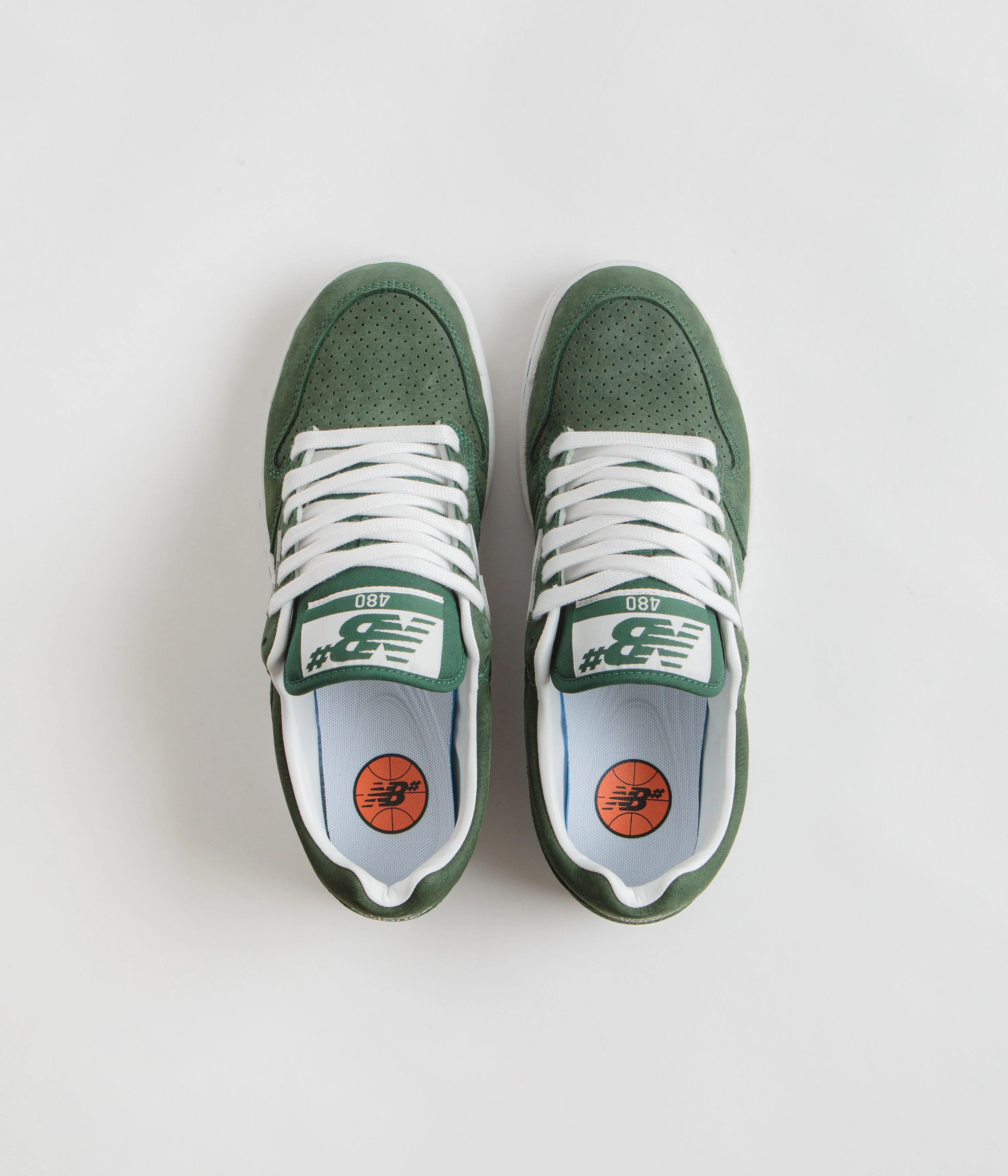 New Balance Numeric 480 Shoes - Forest Green / White - Image 7