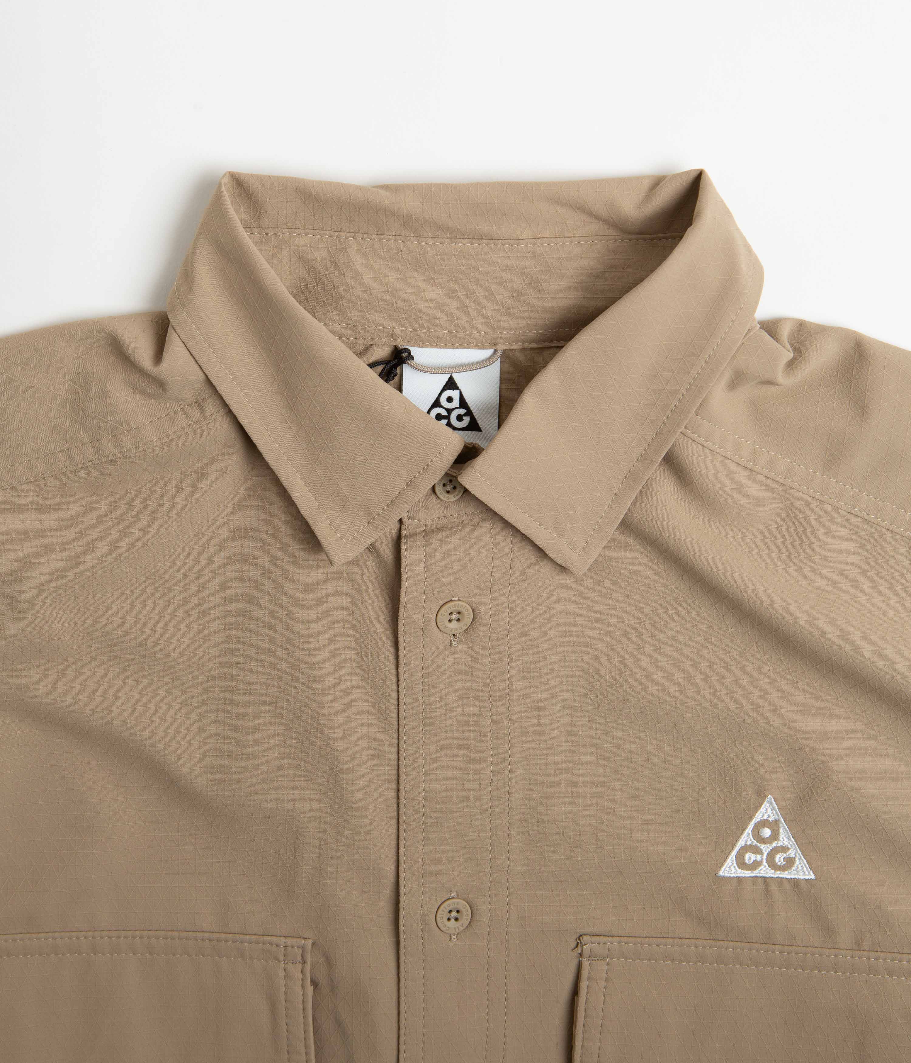 Nike ACG UV Devastation Trail Shirt - Khaki / Light Iron Ore / Summit White - Image 7