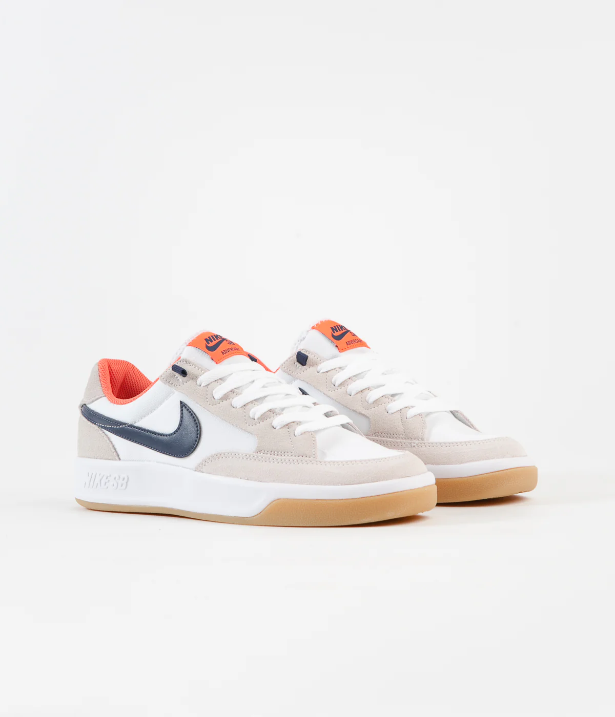 Nike SB Adversary Premium Shoes - White / Midnight Navy - Turf Orange - Image 3