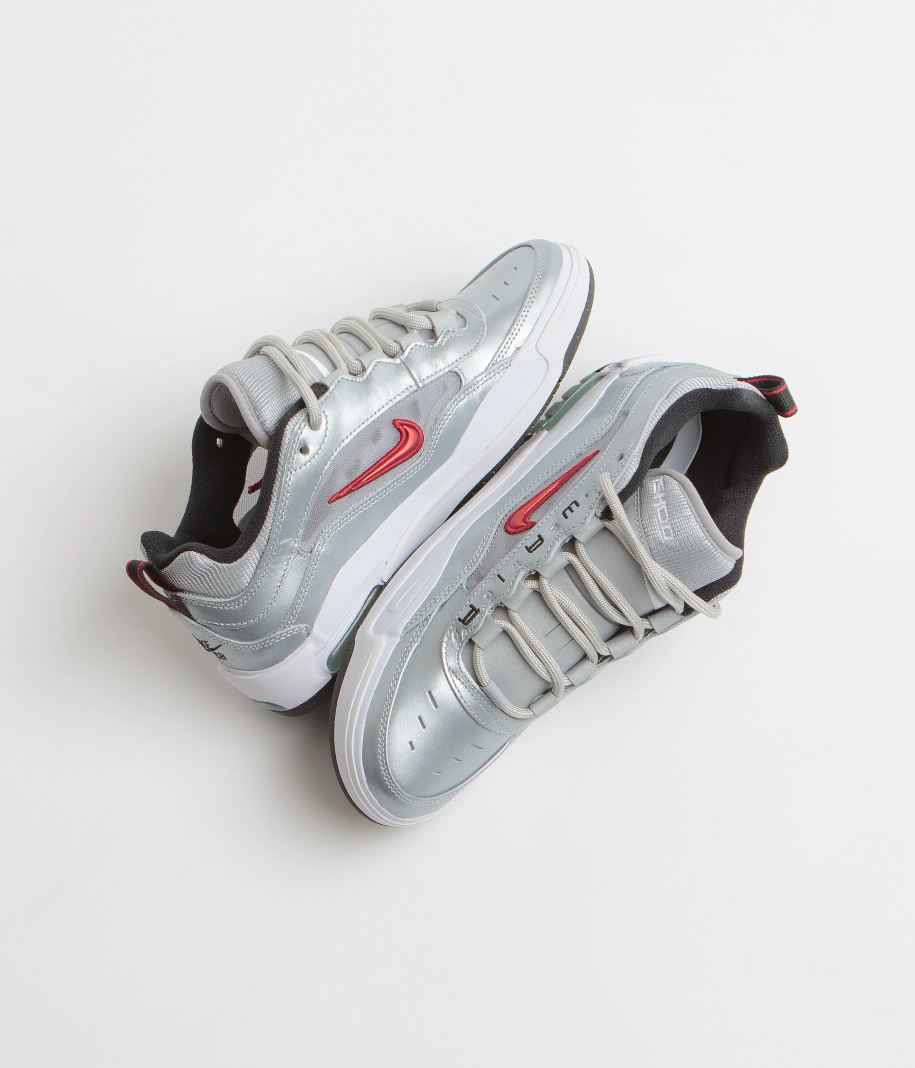 Nike SB Air Max Ishod Premium 'Silver Bullet' Shoes - Metallic Silver / Varsity Red - Image 2