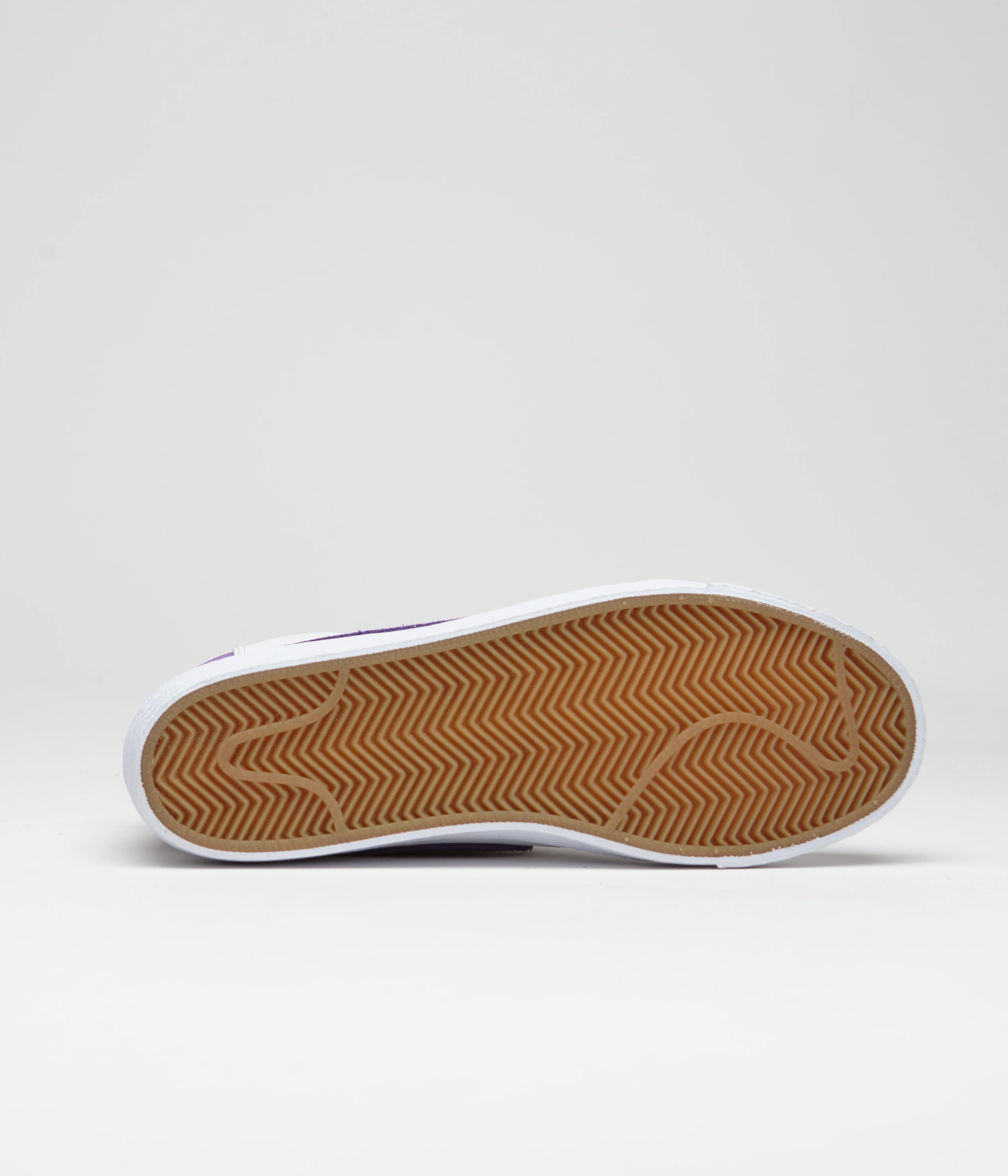 Nike SB Blazer Mid Shoes - White / Court Purple - White - Gum Light Brown - Image 6