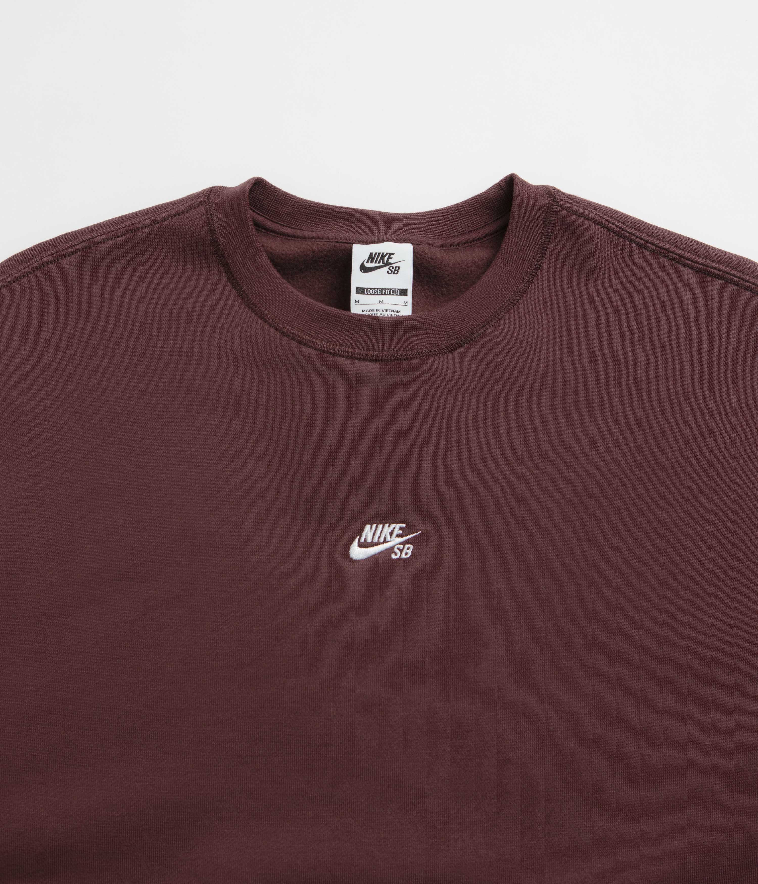 Nike SB Essential Logo Crewneck Sweatshirt - Burgundy Crush / White - Image 3