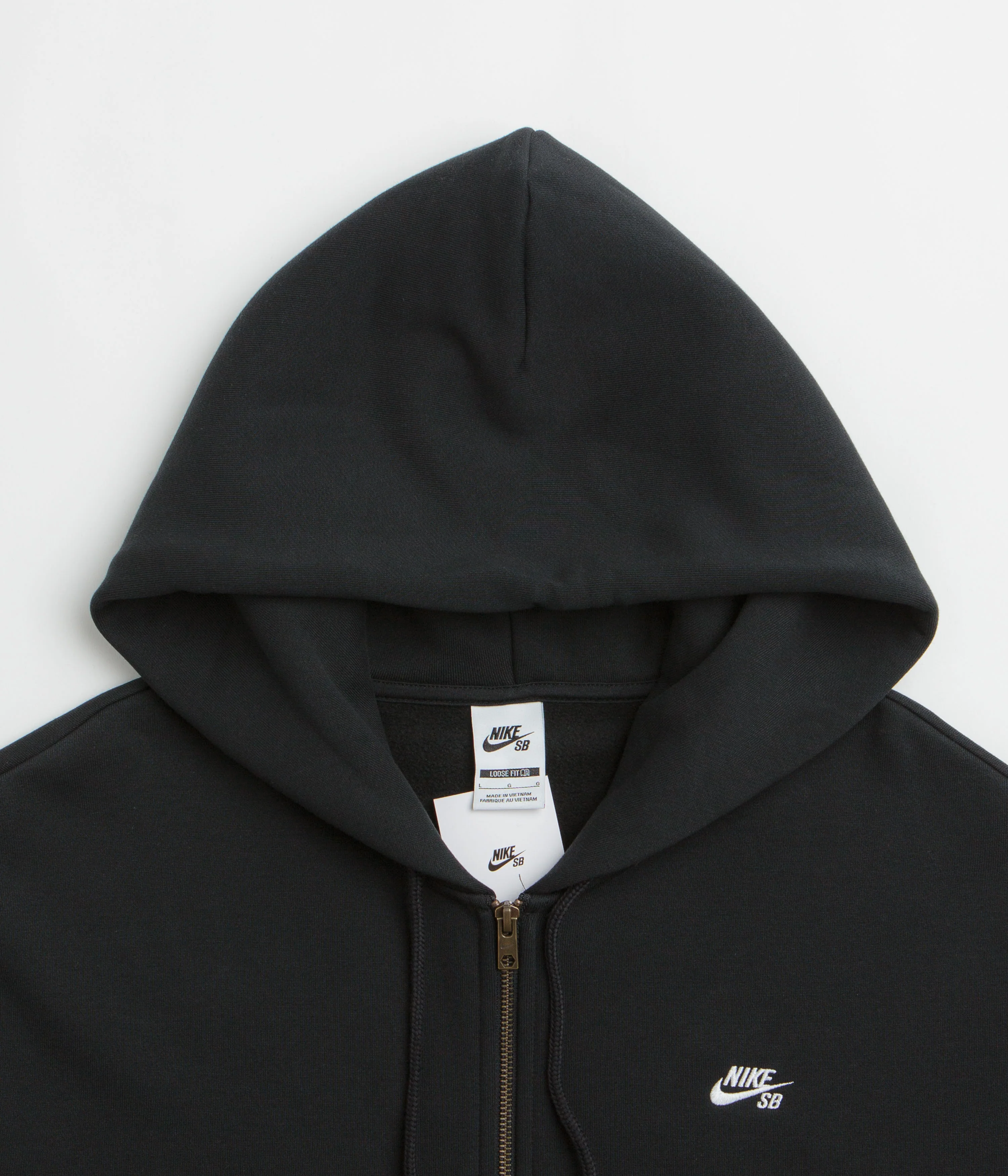 Nike SB Essential Logo Full Zip Hoodie - Black / White - Image 3