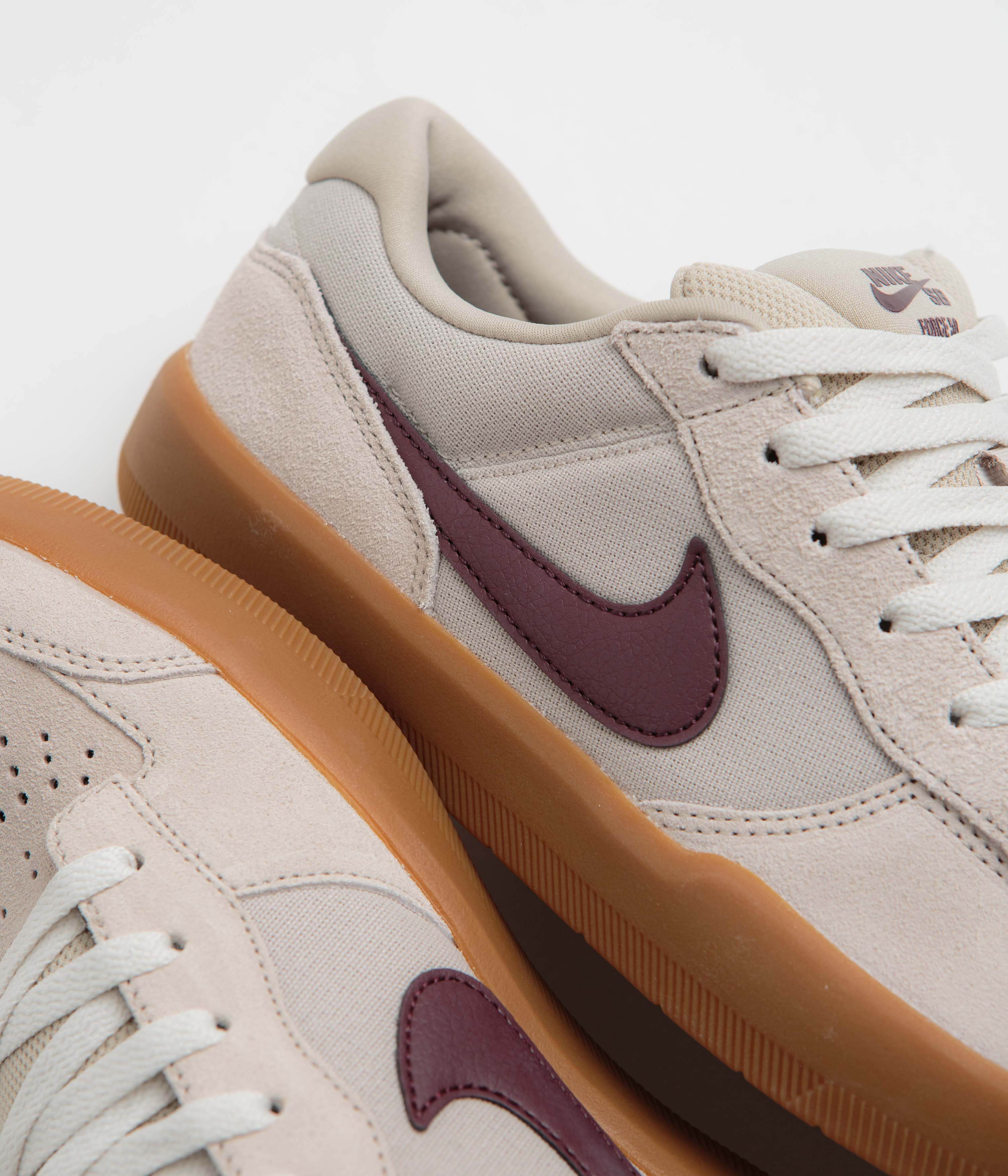 Nike SB Force 58 Shoes - Cream II / Burgundy Crush - Gum Light Brown - Image 3