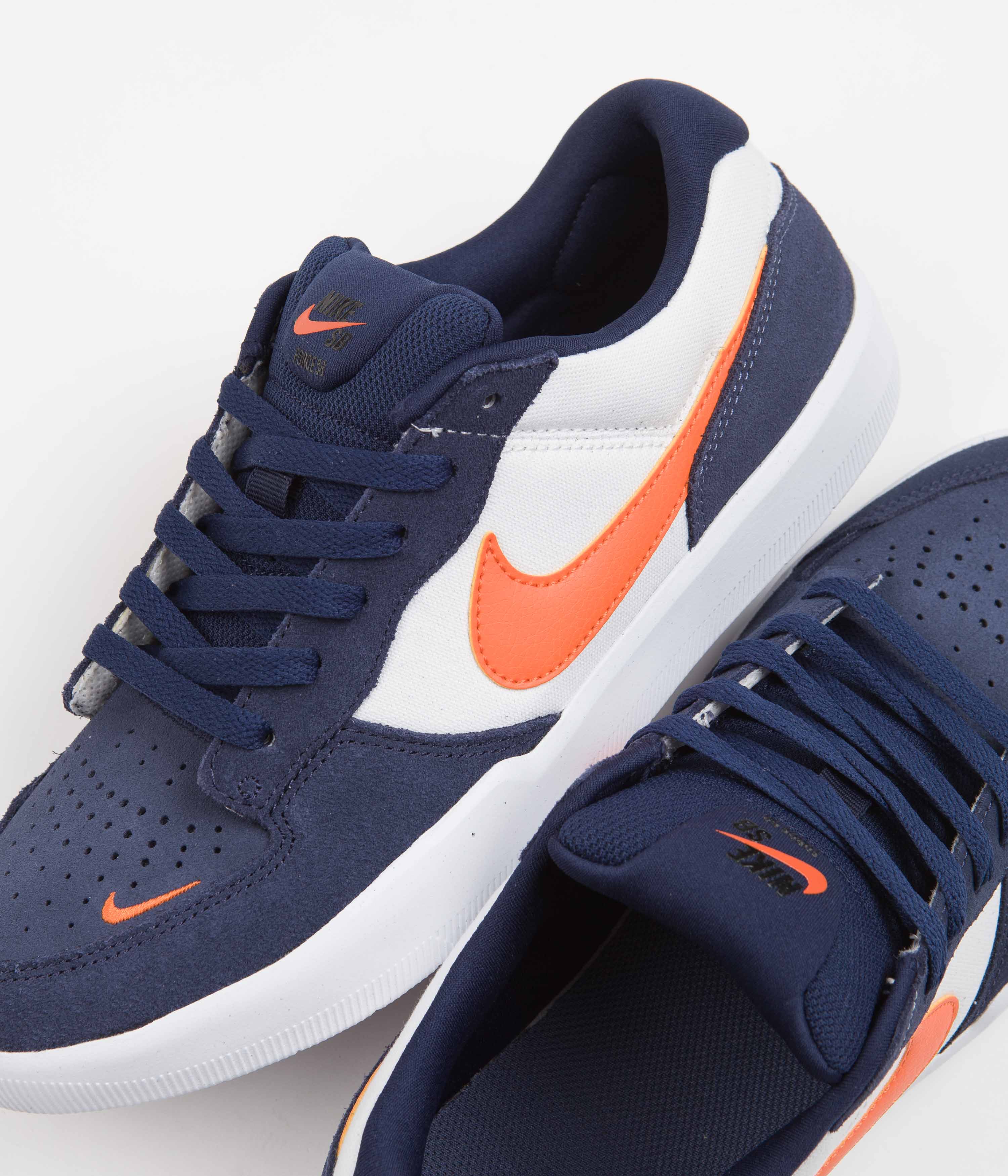 Nike SB Force 58 Shoes - Midnight Navy / Safety Orange - White - Image 3