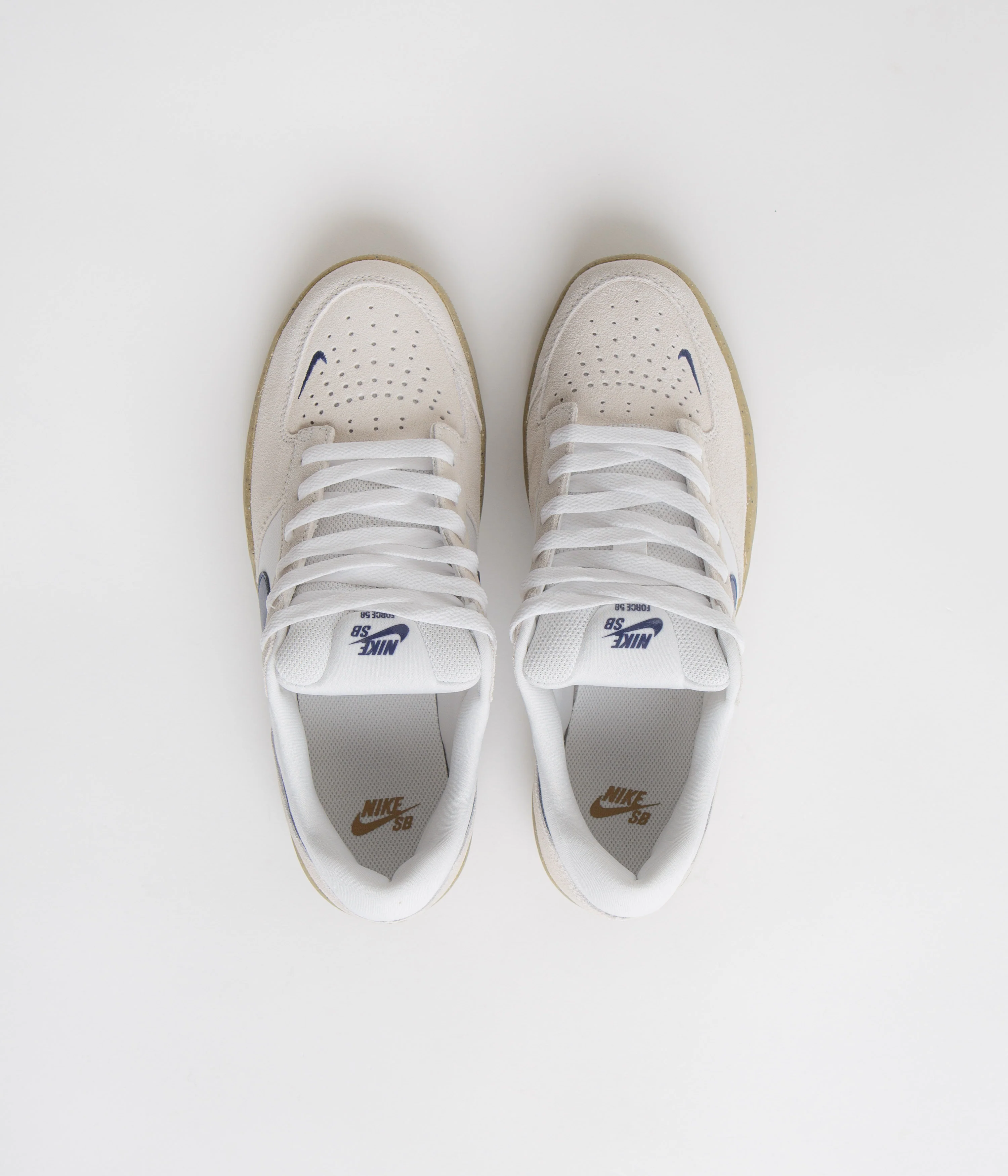 Nike SB Force 58 Shoes - White / Navy - White - Gum Light Brown - Image 7