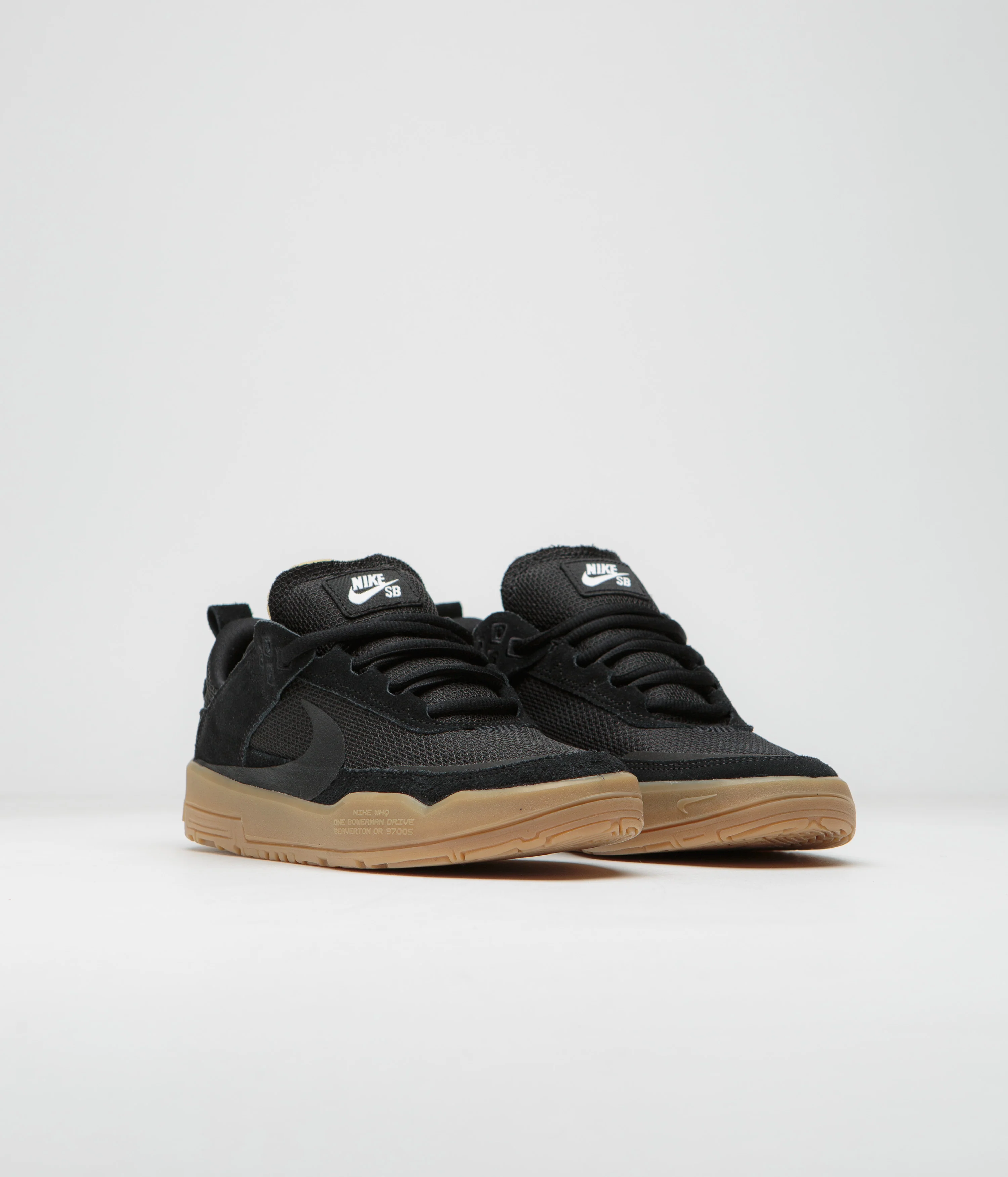 Nike SB Kids Day One Shoes - Black / Black - Gum Light Brown - White - Image 2