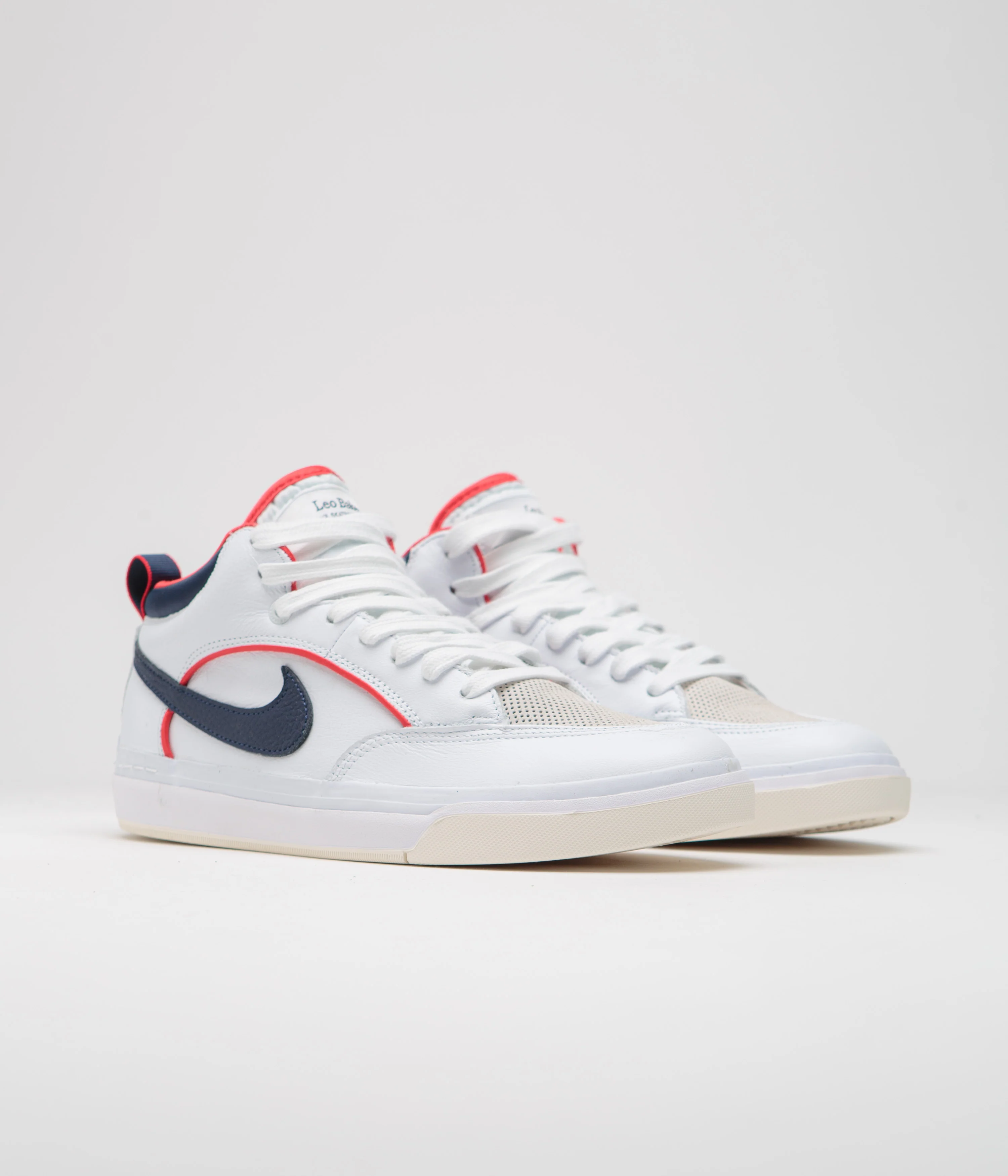 Nike SB React Leo Premium Shoes - White / Midnight Navy - University Red - White - Image 2
